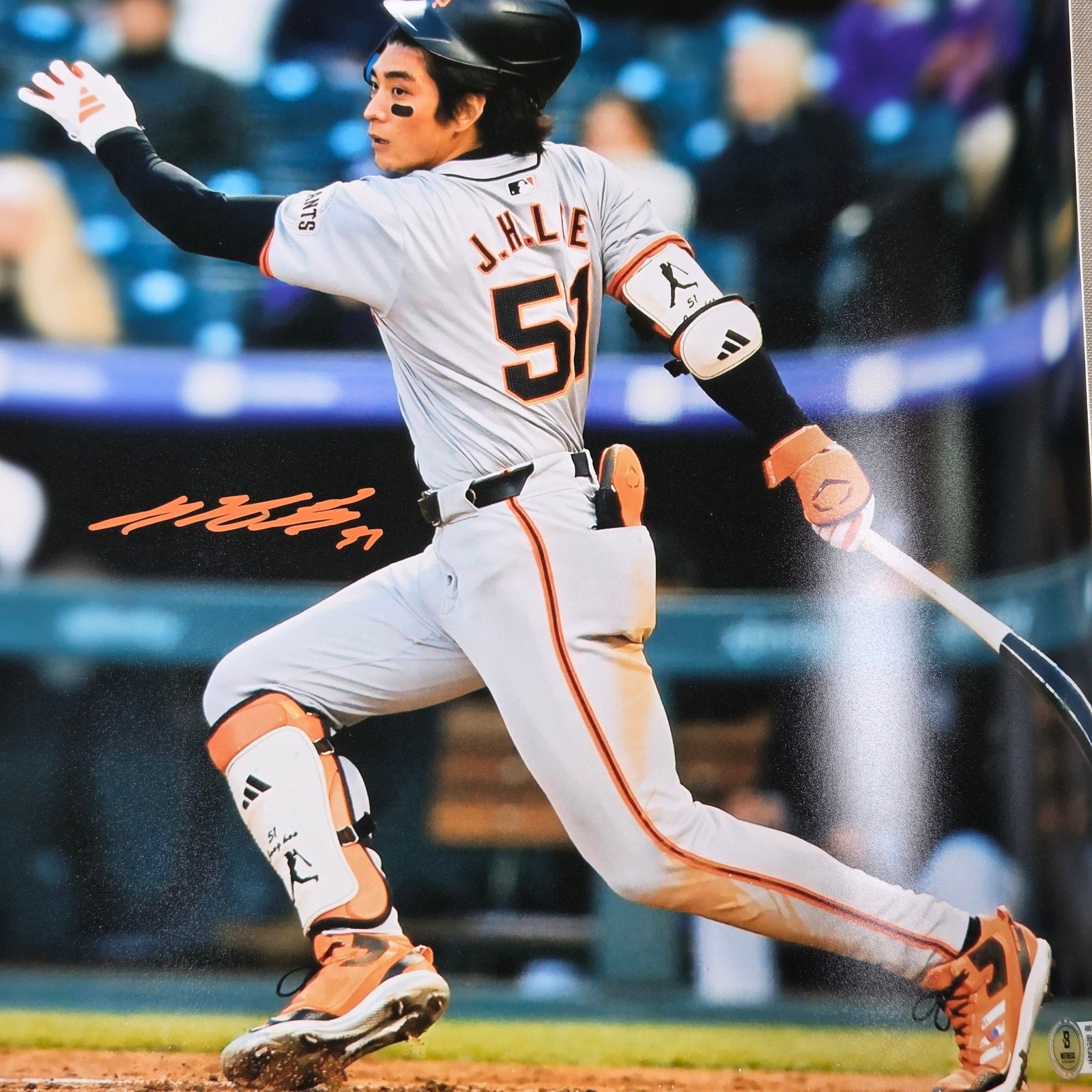 Jung Hoo Lee Signed 16x20 San Francisco Giants Photo BAS Witness COA Auto