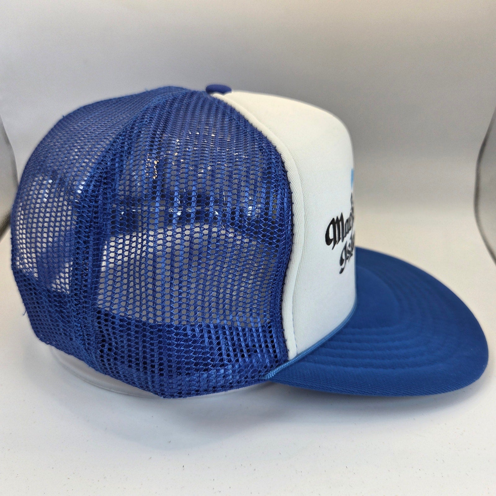 Vintage Mackinac Island MI Trucker Hat Foam Mesh Snapback Taiwan R.O.C. Blue