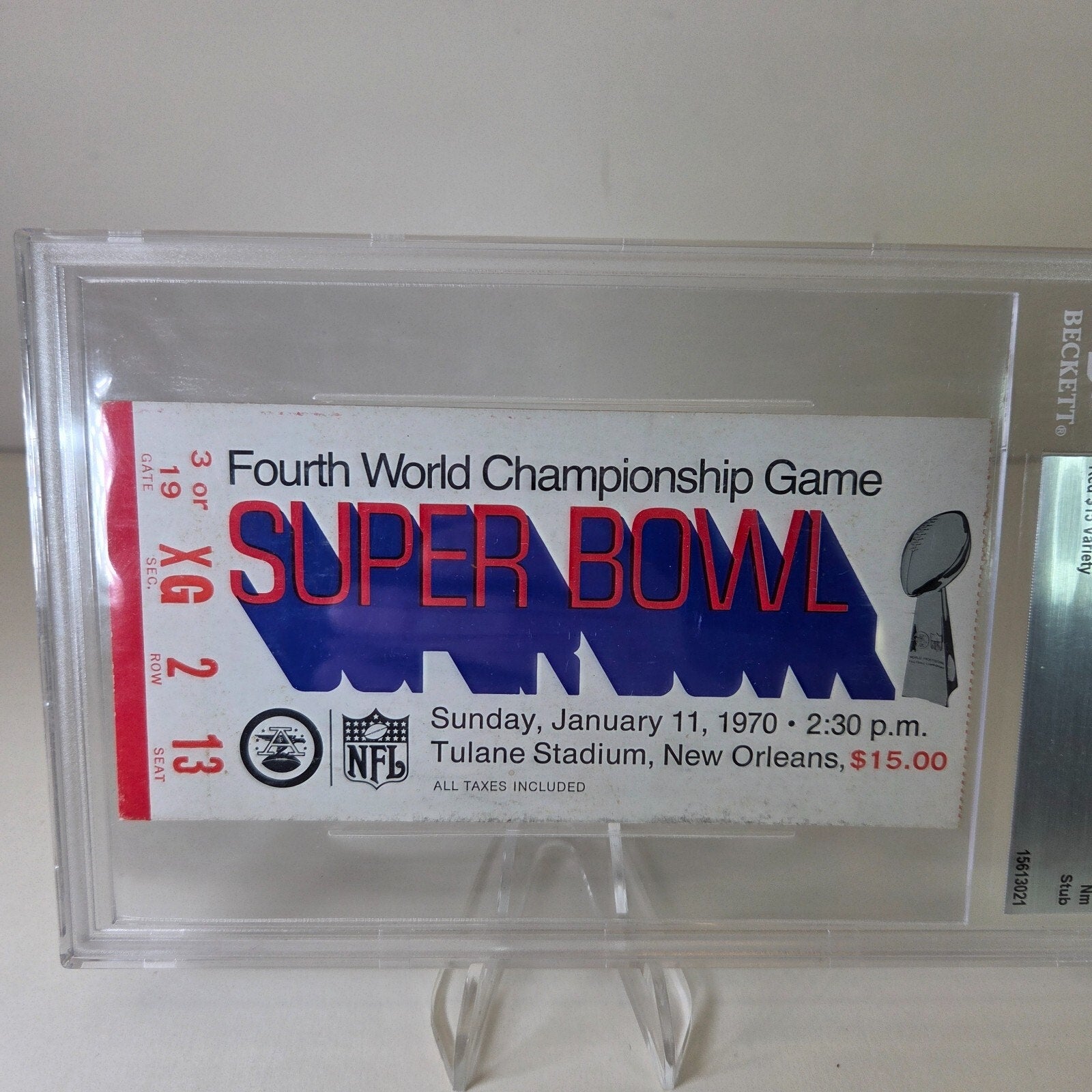 1970 Super Bowl IV Ticket Stub Chiefs vs Vikings Beckett 7 POP 1 Red $15