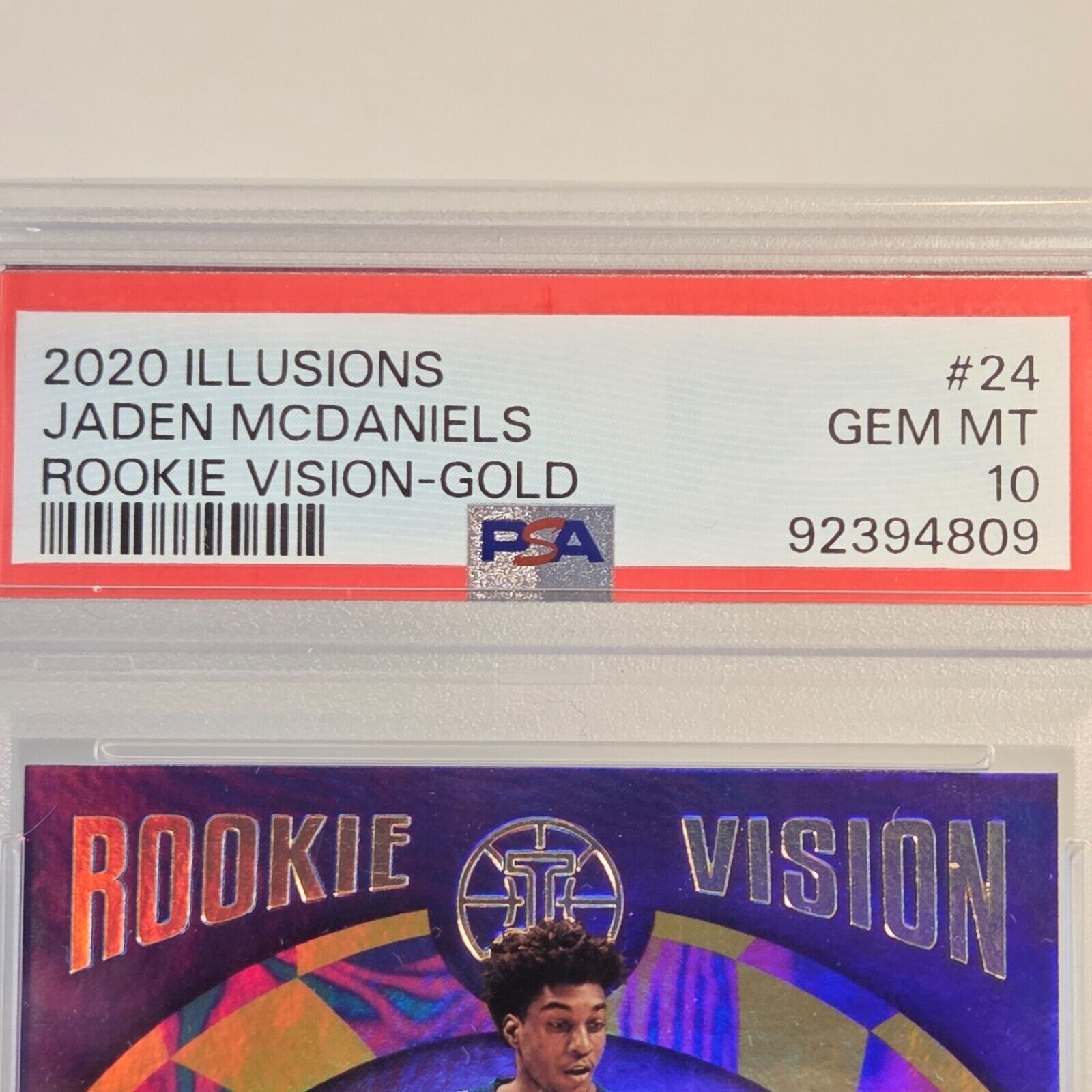 2020 Panini Illusions Jaden McDaniels Gold 4/10 PSA 10 Pop 1 Rookie