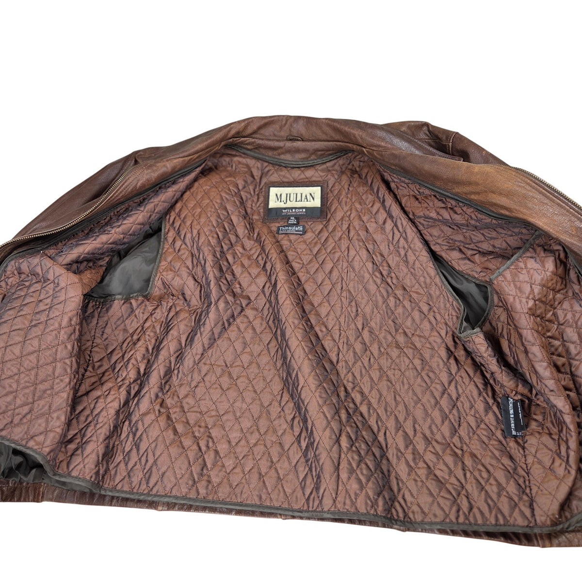 Wilsons Leather M. Julian Men's XL Brown Leather Jacket Thinsulate Zip Liner