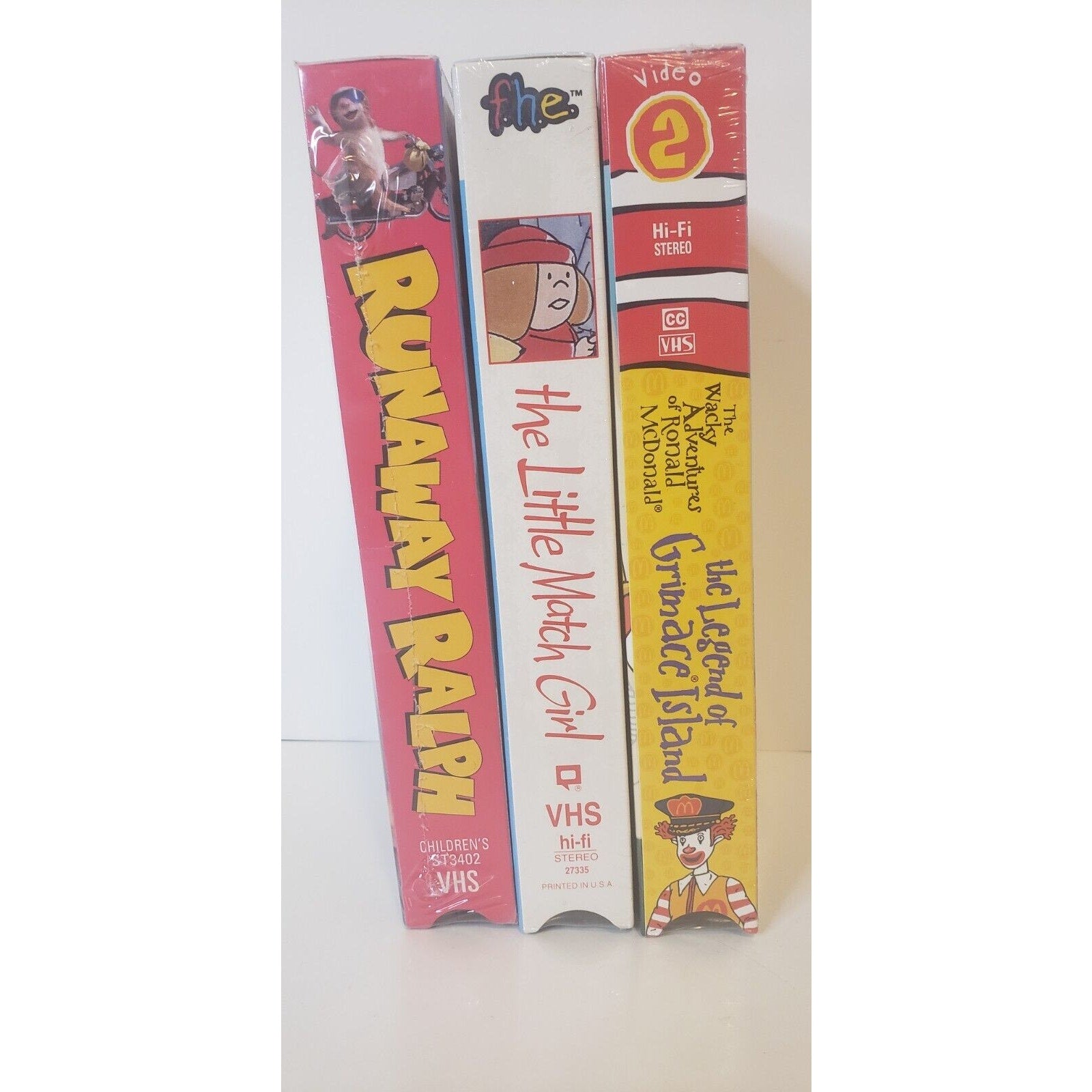 Cartoon VHS New Sealed Lot of 3 Runaway Ralph, Grimace, Little Match Girl