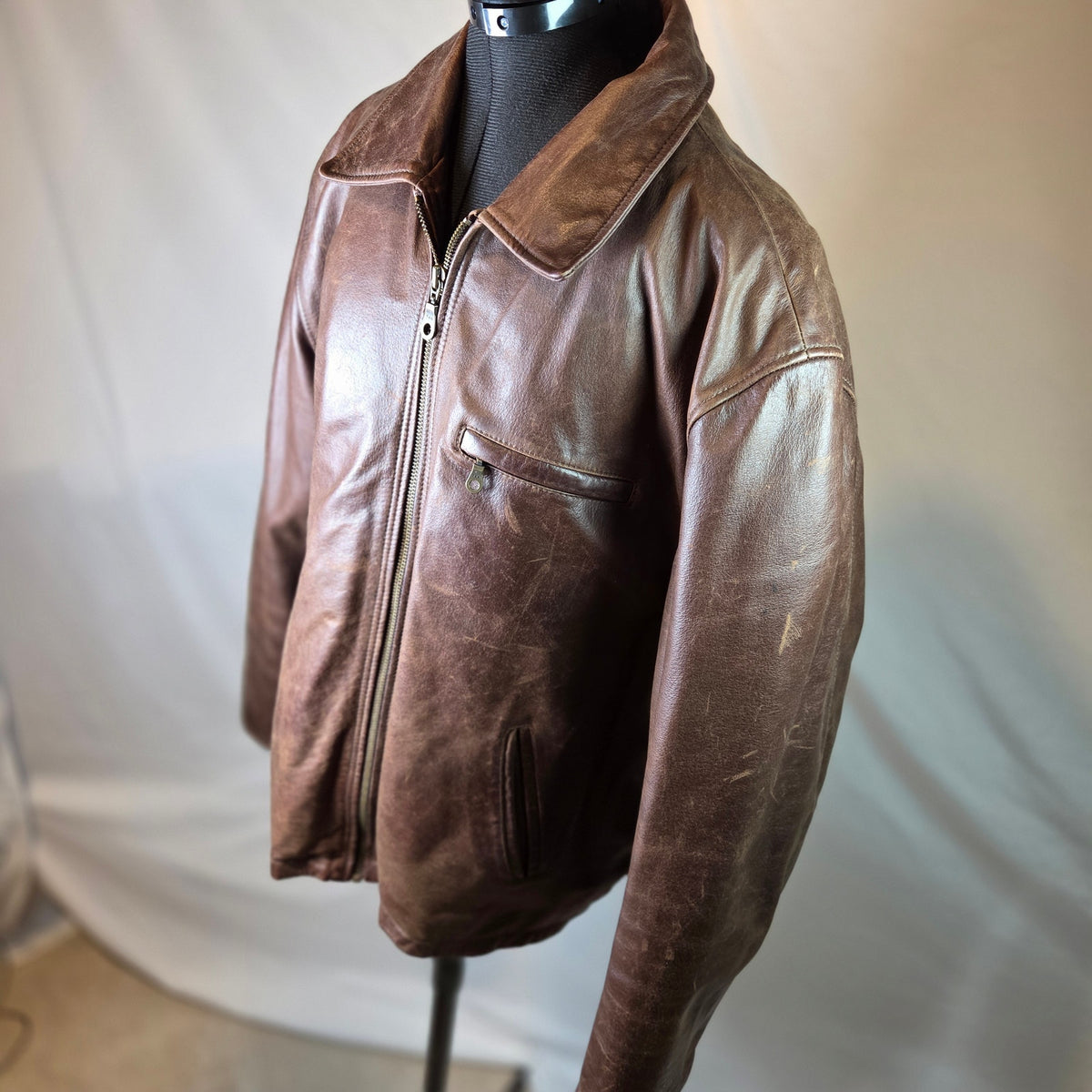 Wilsons Leather M. Julian Men's XL Brown Leather Jacket Thinsulate Zip Liner