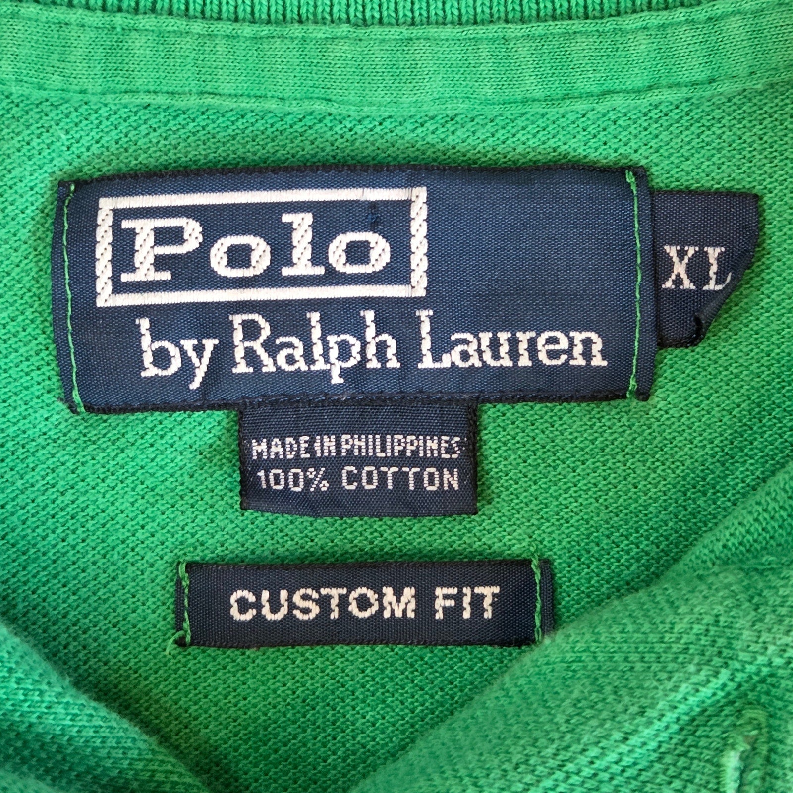 Polo Ralph Lauren Custom Fit Green Crest Polo Shirt XL #4 Sleeve