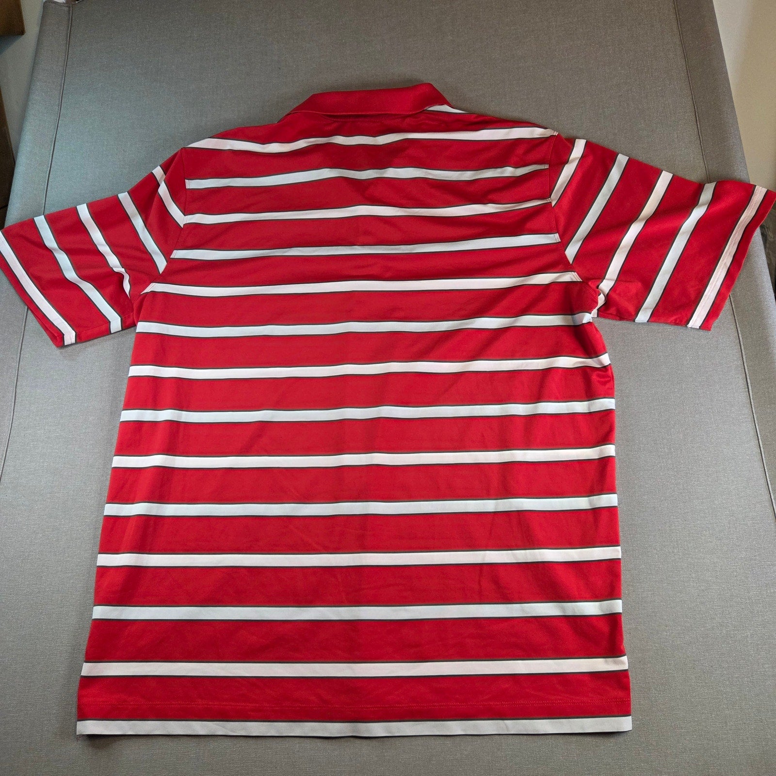 Nike Golf XL Dri-FIT Polo Shirt Orange White Striped Performance Short Sleeve