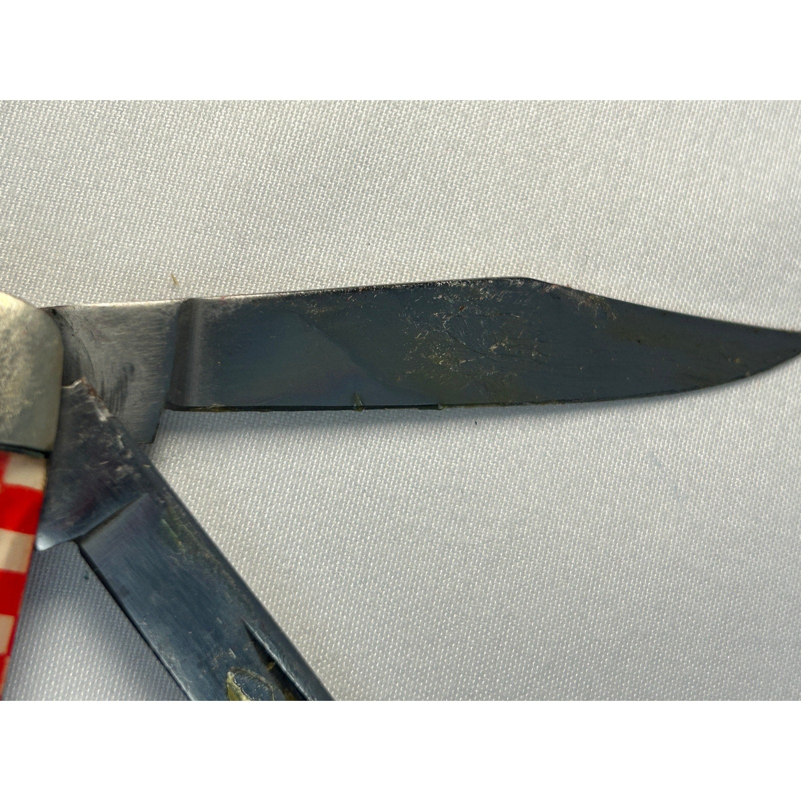 Vintage Purina Advertising Pocket Knife USA Multi Blade Red Checker Handle