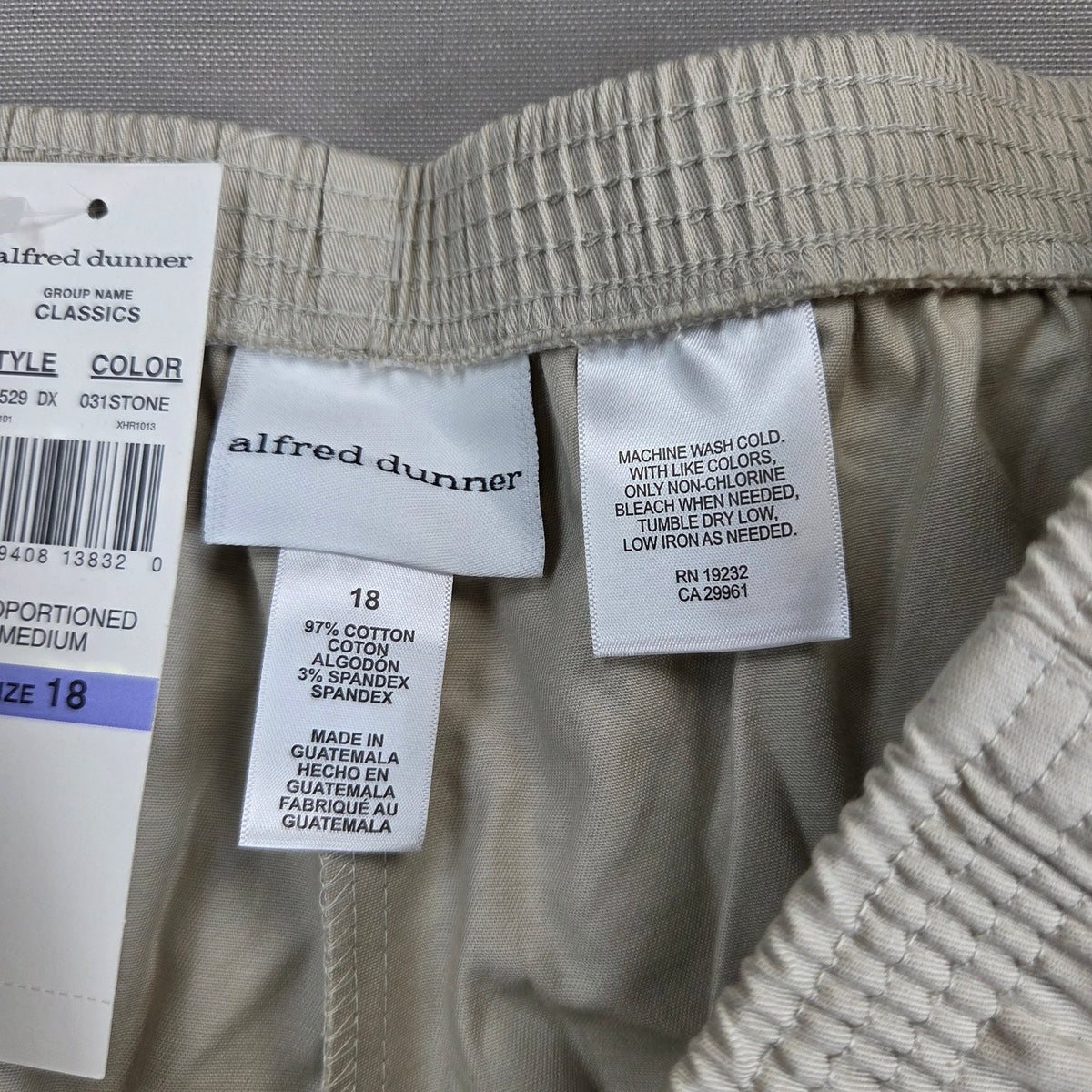 Alfred Dunner Womens 18 Classics Stone Pull On Pants Cotton Stretch 08529 NWT