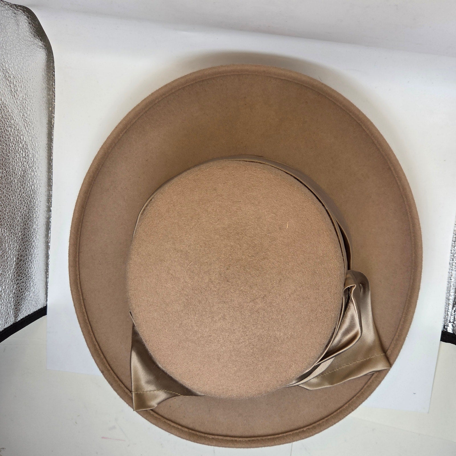Unbranded Italian Wool Wide Brim Hat Satin Bow Band RN59478 Women's
