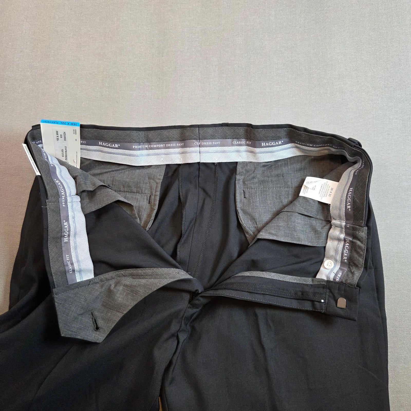 Haggar Premium Comfort Dress Pants 36x32 Gray NWT Hidden Stretch Waist