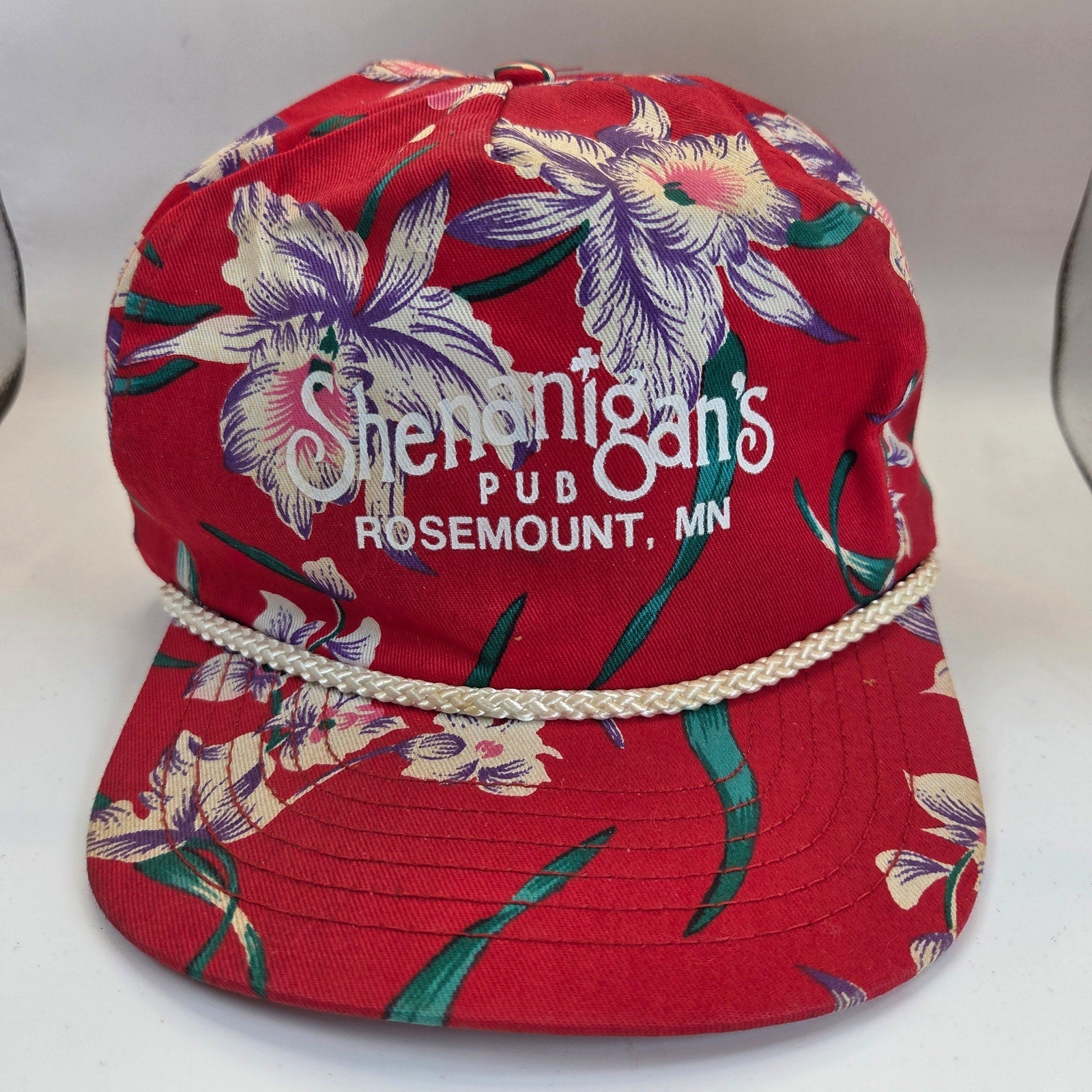 Vintage San Sun Hawaiian Floral Rope Snapback Shenanigan's Pub Rosemount MN