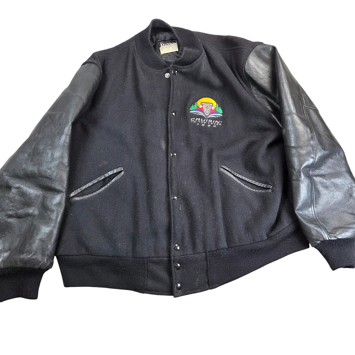 Vintage 1996 Butwin Cruisin' To The Lakes Varsity Leather Wool Jacket XL