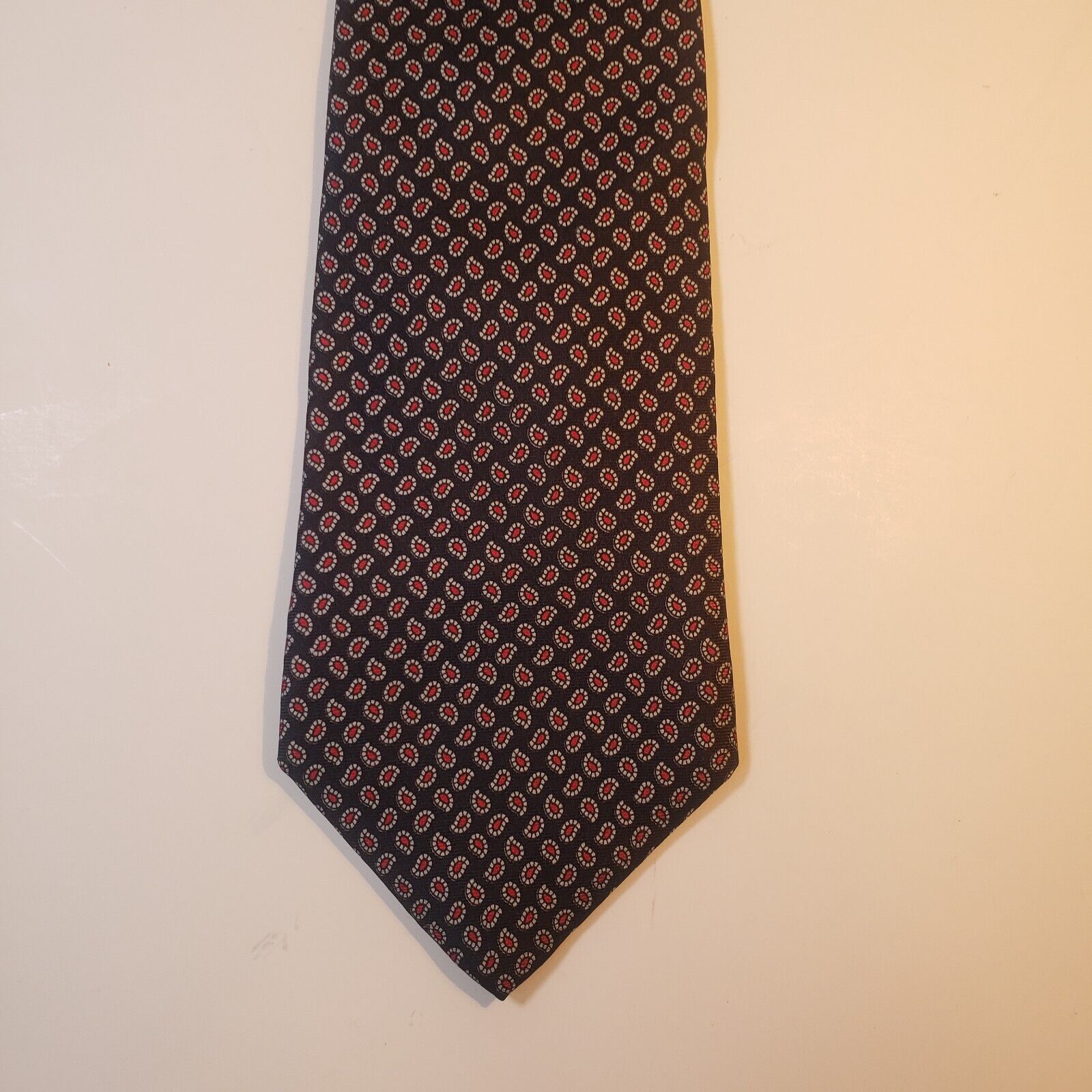 Joseph A Banks Black Geometric Silk Tie Made in USA