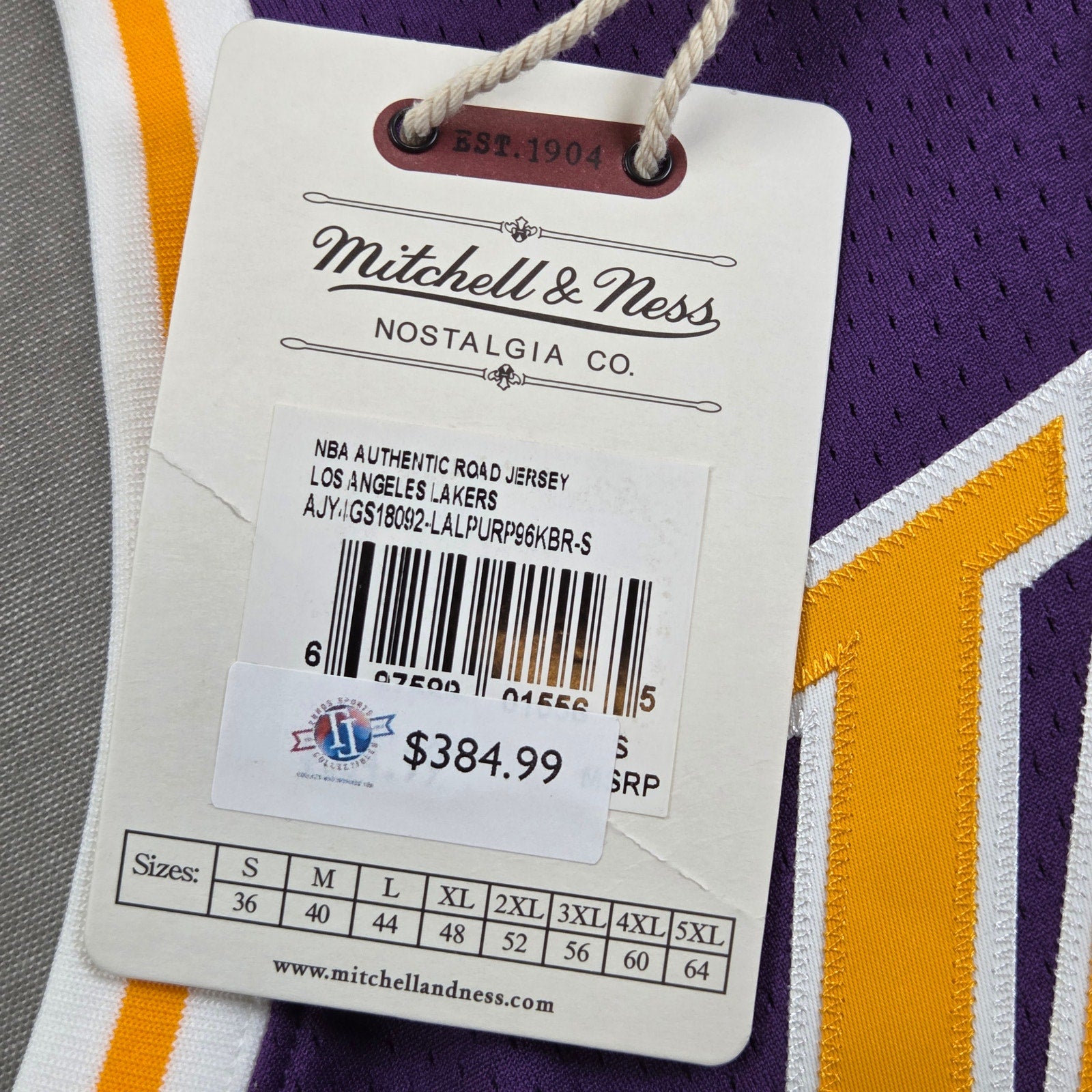 Mitchell & Ness Kobe Bryant Lakers 1996-97 Authentic Road Jersey NWT 36 Small