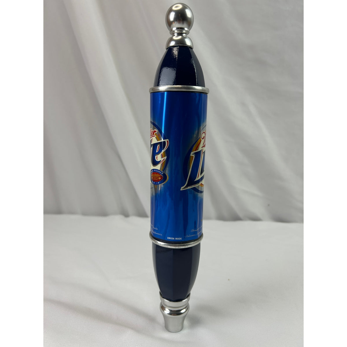 Vintage Miller Lite Beer Tap Handle Blue Can Chrome 12 Inch Breweriana