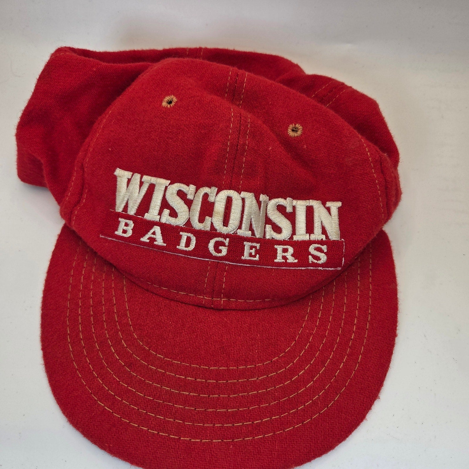 Wisconsin Badgers Vintage USA Snapback Hat University Square Wool Blend Cap