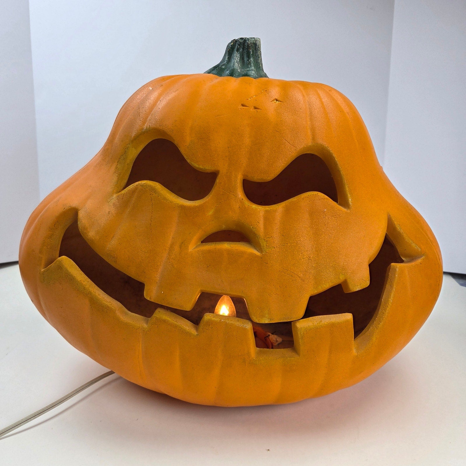 Vintage Gemmy Lighted Jack O Lantern Pumpkin Halloween Decor 14" Tested Works