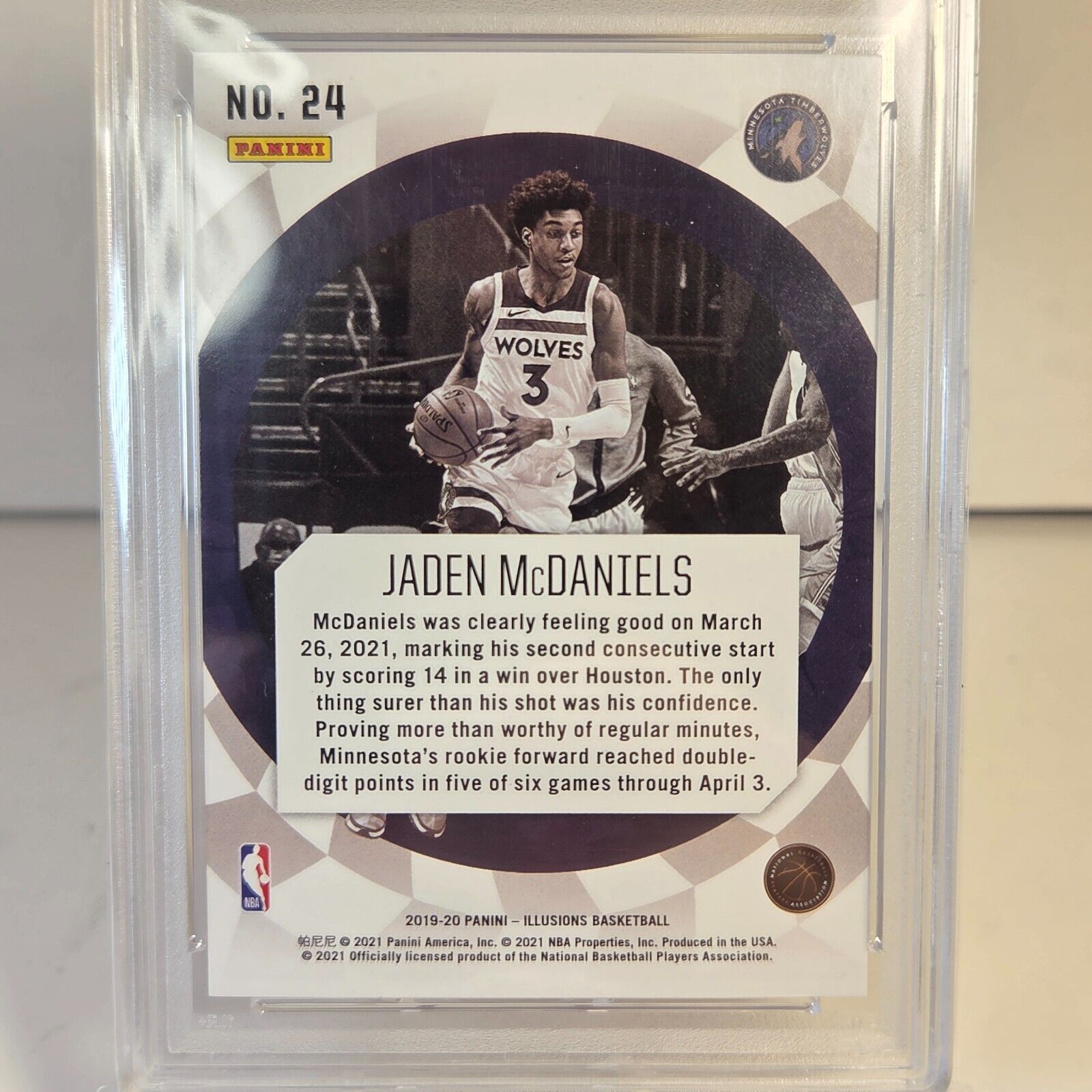 2020 Panini Illusions Jaden McDaniels Gold 4/10 PSA 10 Pop 1 Rookie