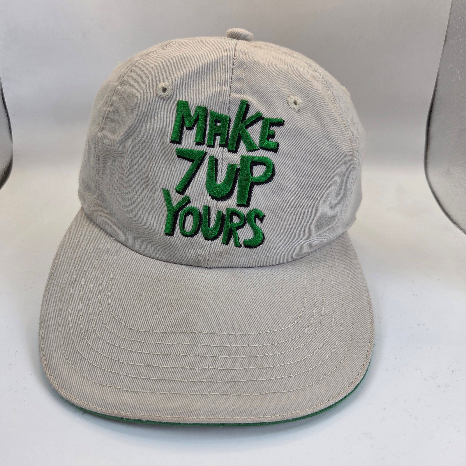 Captive Make 7 Up Yours 7UP Adjustable Strapback Promo Hat OSFA Cap Beige