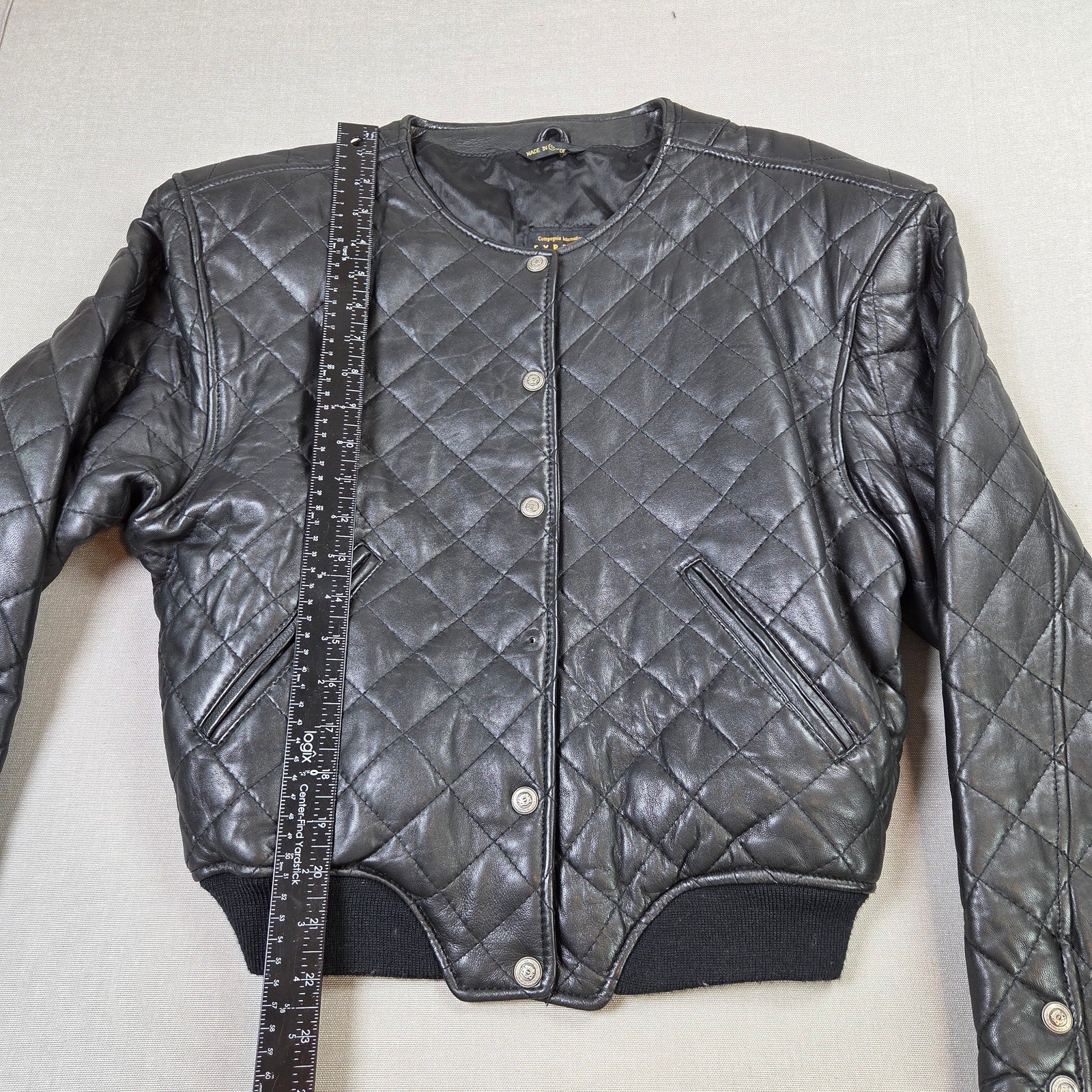 Express Quilted Leather Jacket Womens Small Cropped Bomber Vintage Korea