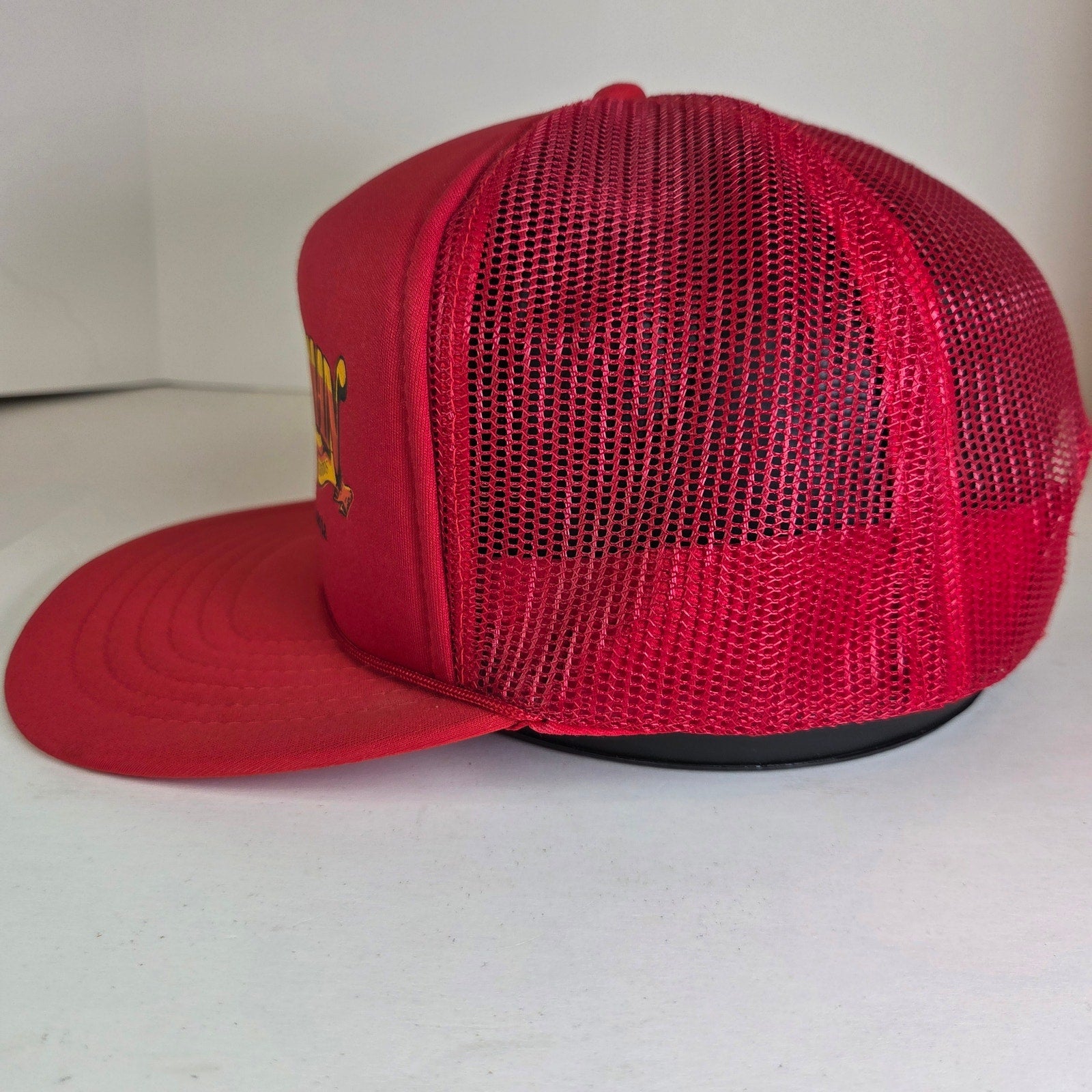 Vintage Outdoorsman Hinckley MN Trucker Hat Red Mesh Snapback Foam Front