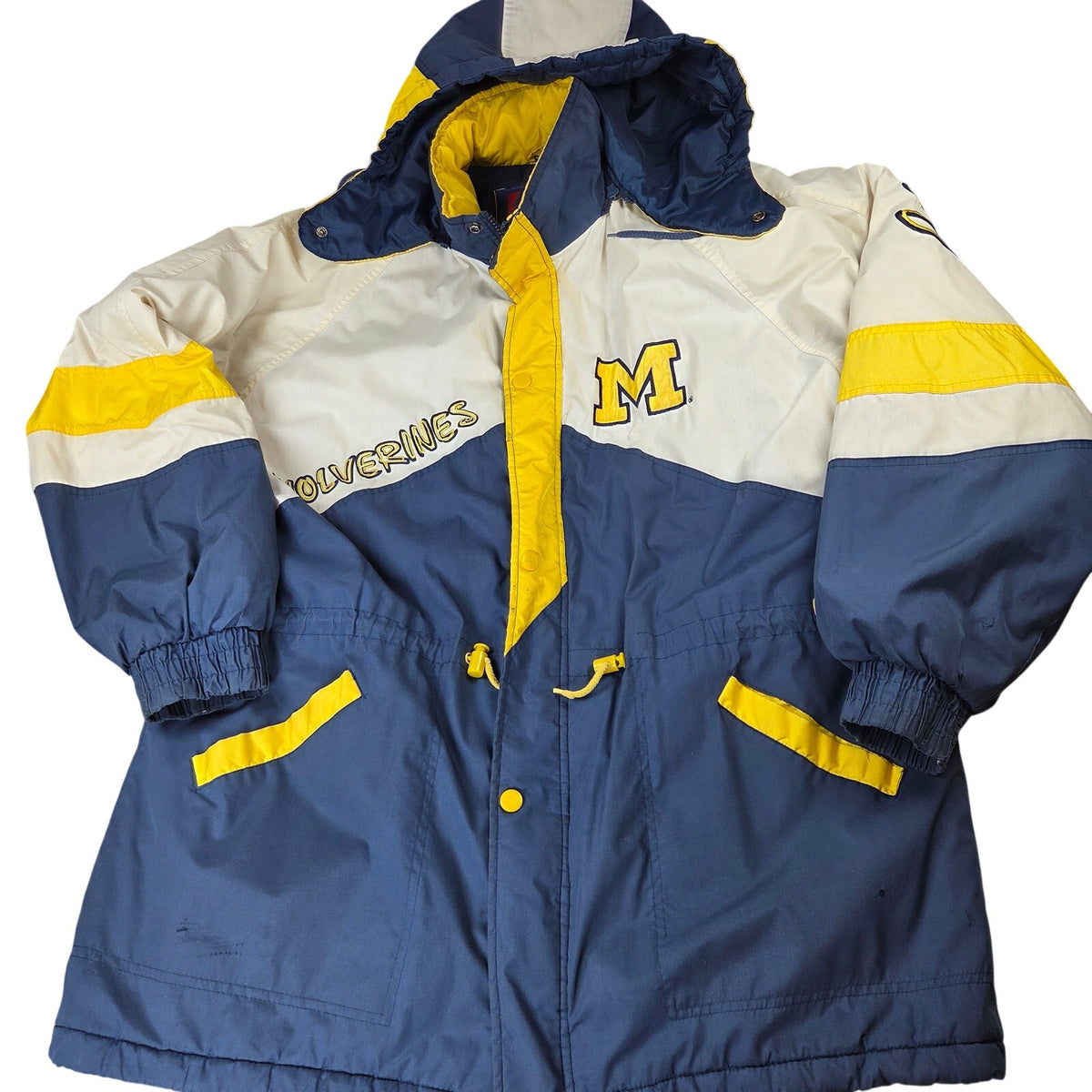 Vintage Pro Player Michigan Wolverines Parka Jacket XL Hooded Korea NCAA 90s