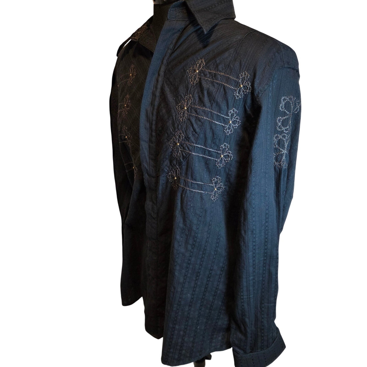 Jimi Hendrix Purple Label Rock & Roll Religion Black Embroidered Shirt L