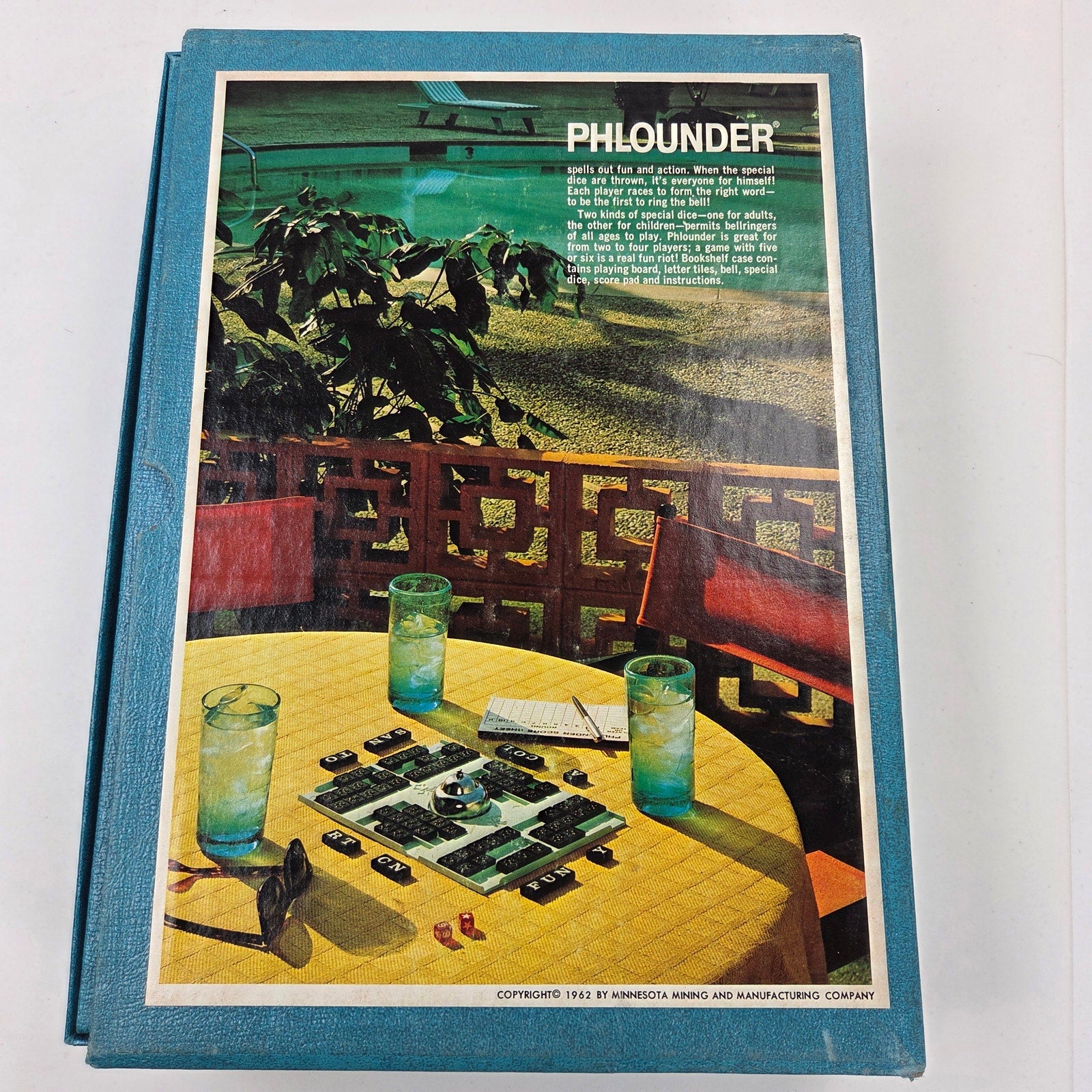 Vintage 1962 Phlounder 3M Bookshelf Board Game 100% Complete Clean Interior