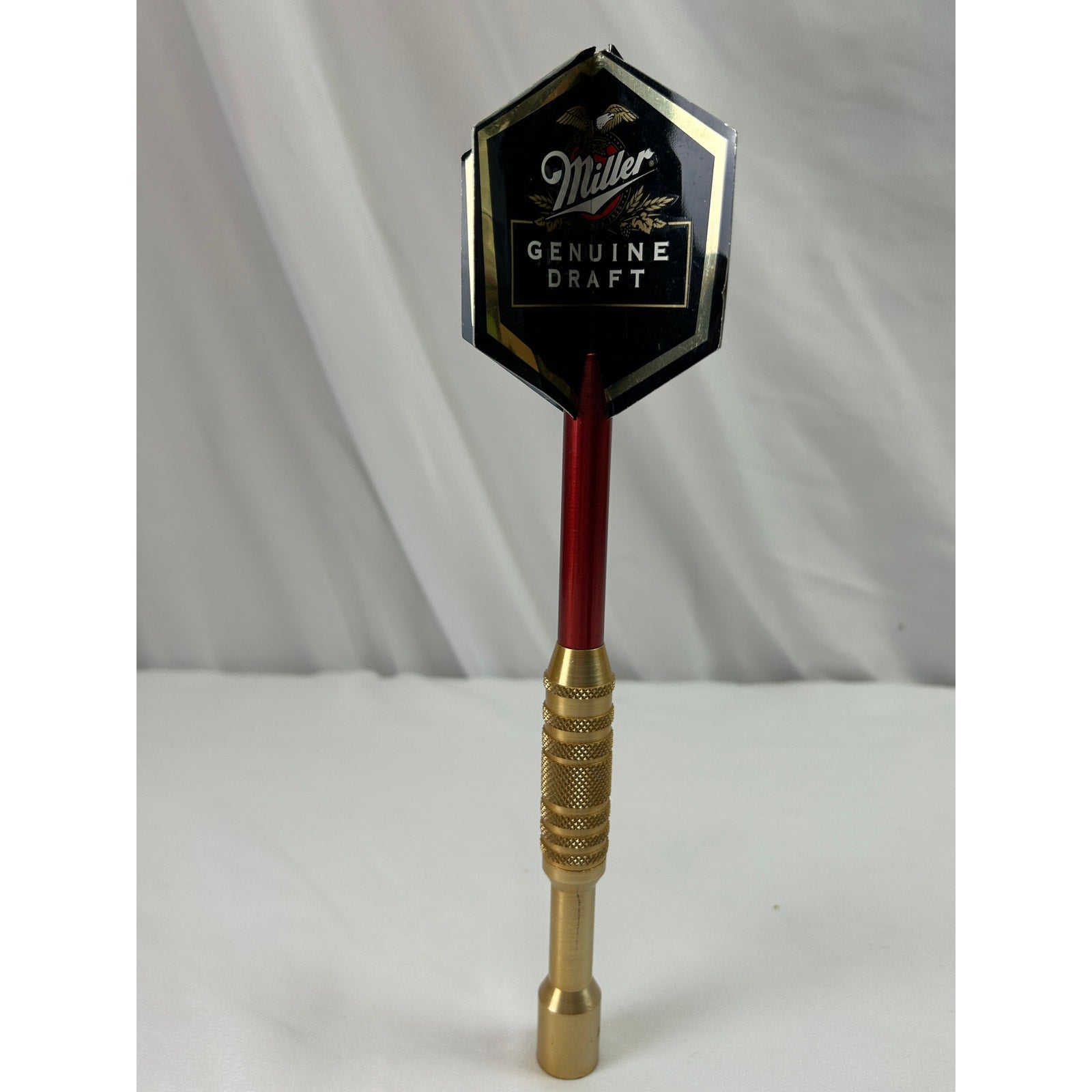 Vintage Miller Genuine Draft MGD Dart Beer Tap Handle Brass Red 11 Inch
