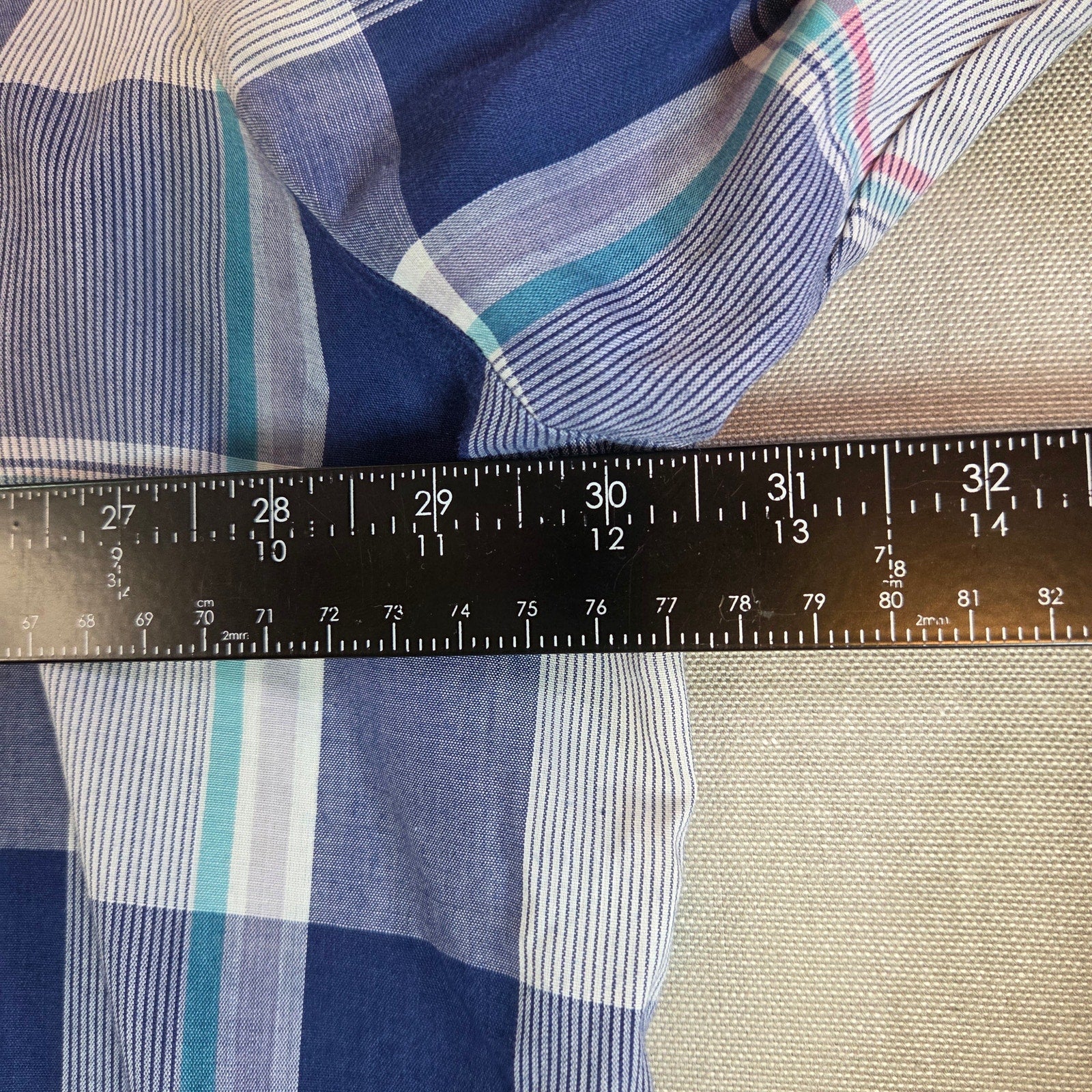 Wrangler 3XT Tall Man Pearl Snap Western Shirt Blue Plaid Flawed Sleeves