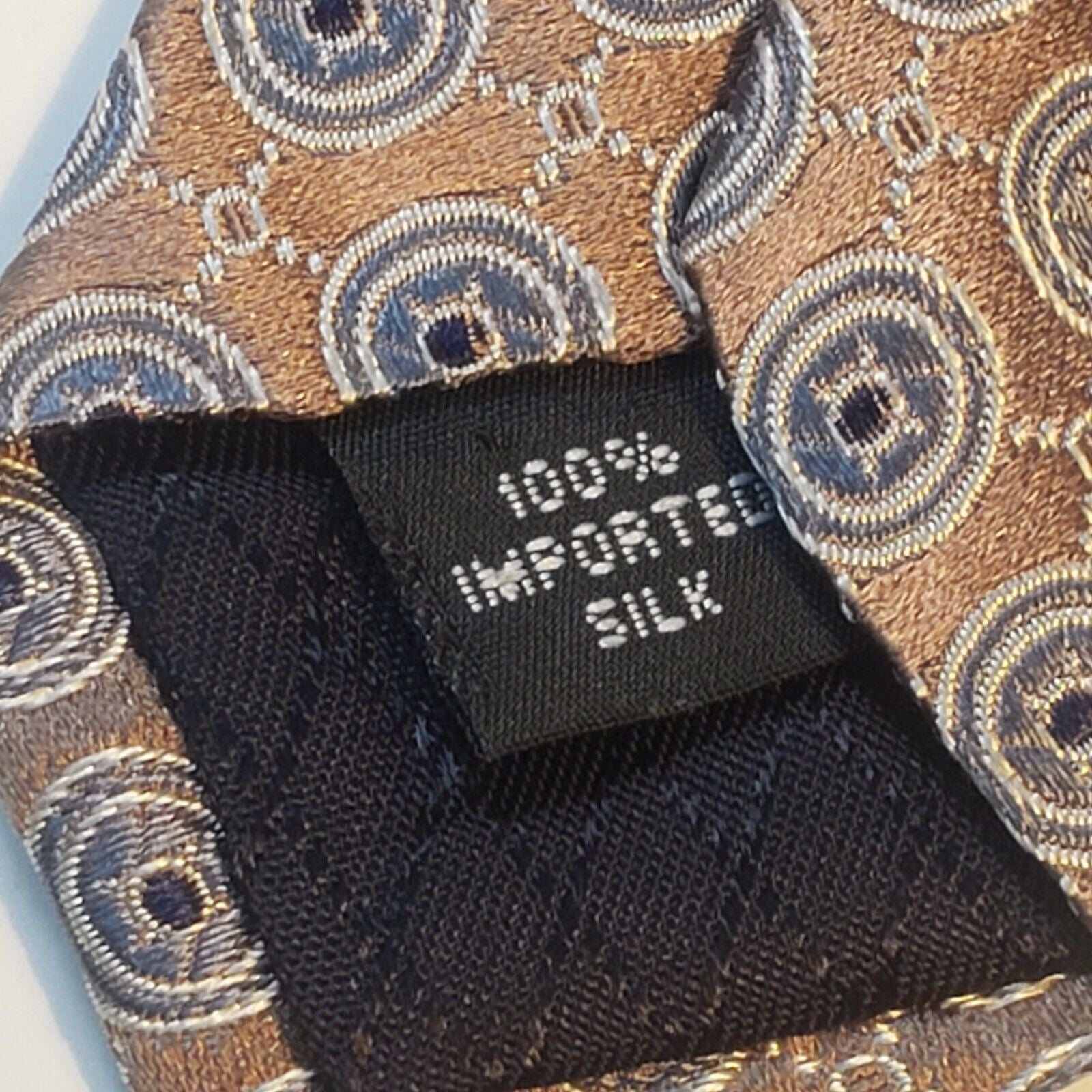Ike Behar Silver Geometric Silk Tie