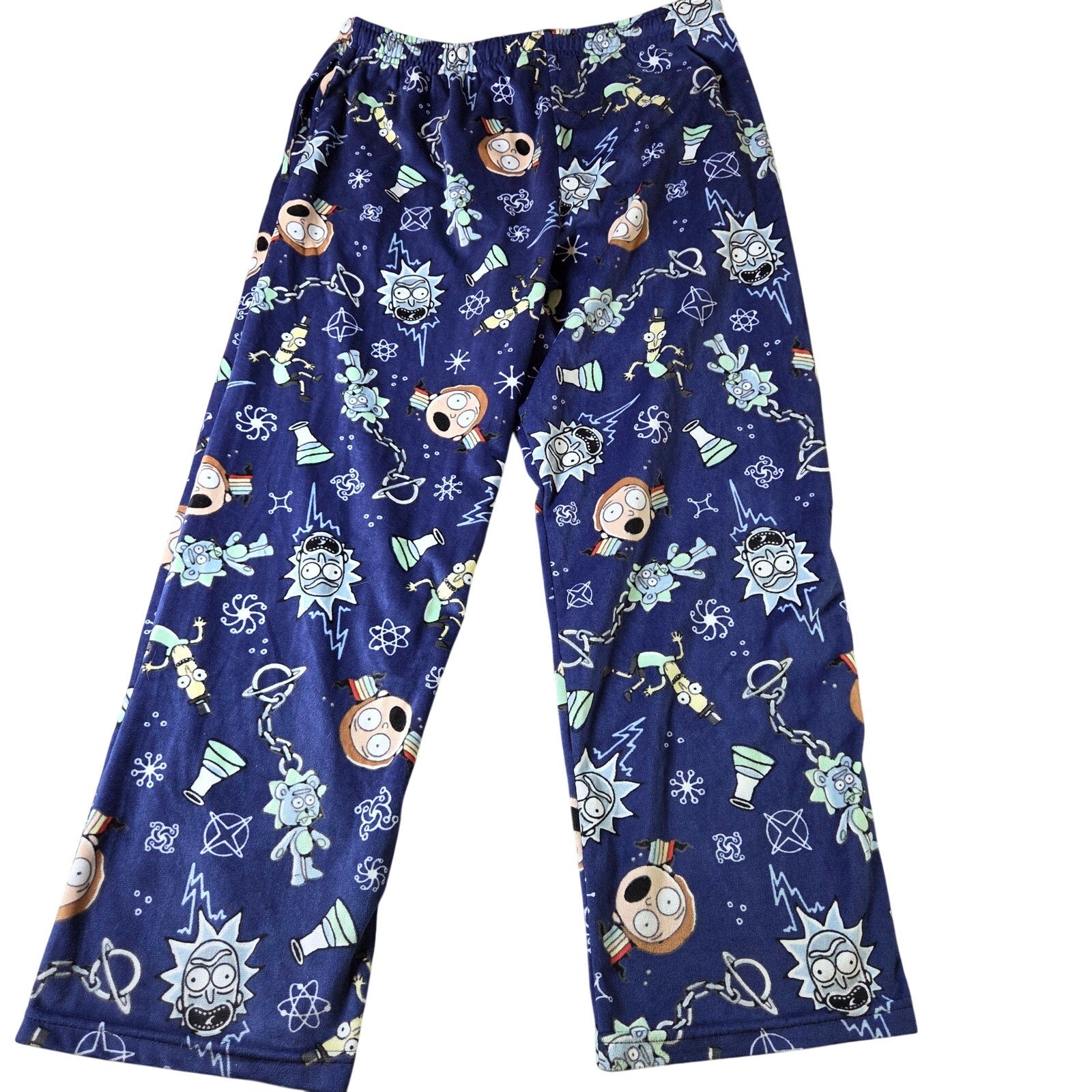 Rick and Morty Adult Swim Pajama Pants Mens L Blue Cartoon Lounge Sleep Pants