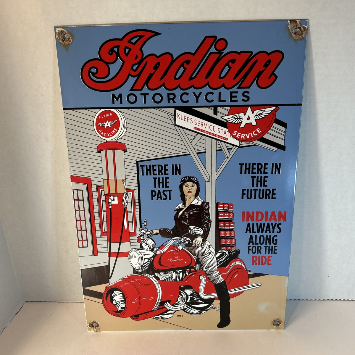 Indian Motorcycles Flying A Porcelain-Style Sign – 17.5"x12" Repro Garage Decor