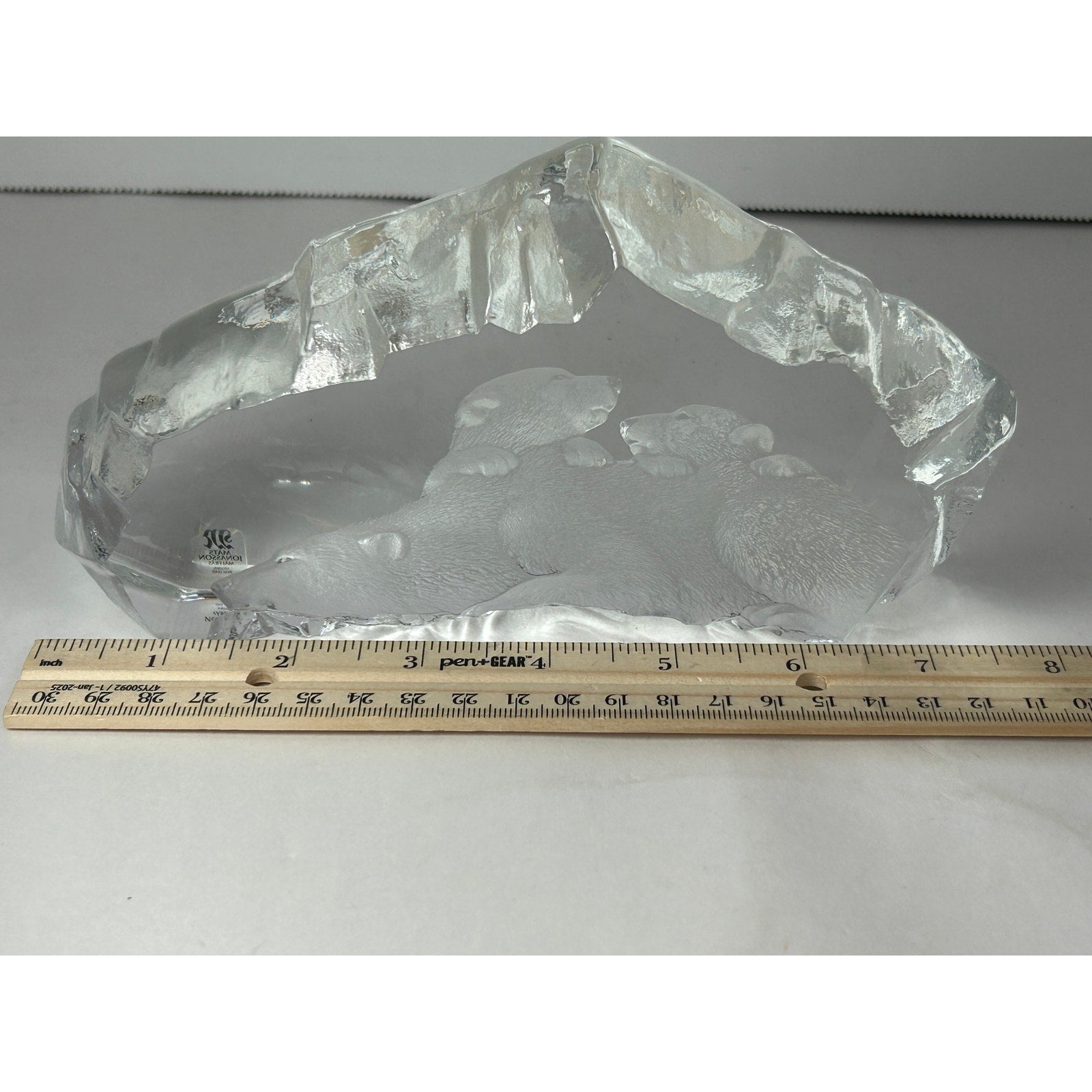Mats Jonasson Maleras Polar Bear Family Lead Crystal Sculpture 2807 Signed