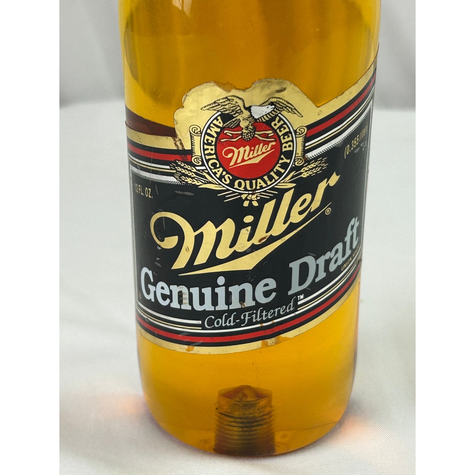 Vintage Miller Genuine Draft MGD Beer Tap Handle Acrylic Half Bottle 9 Inch
