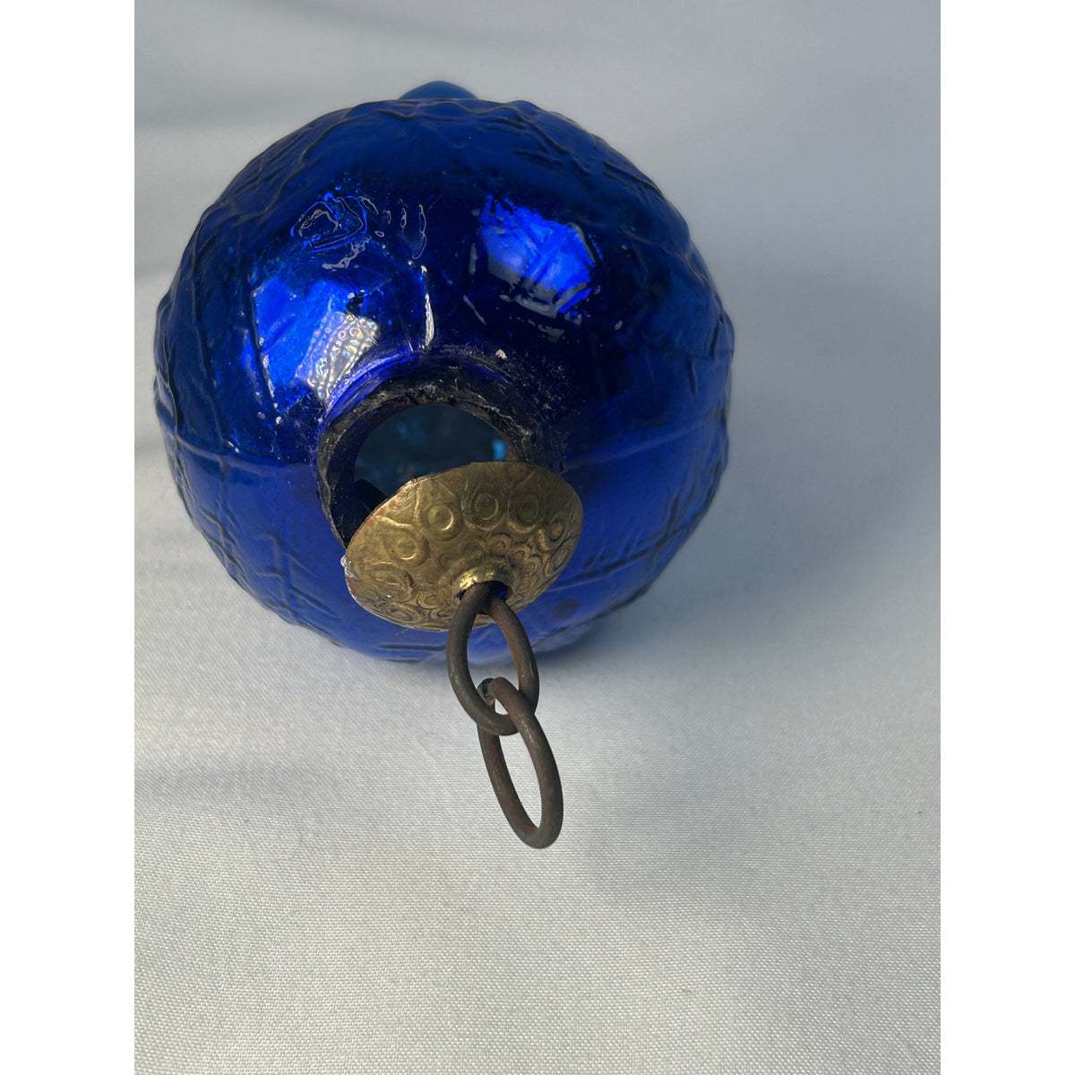 Antique 1800s German Kugel Cobalt Blue Grape Cluster Christmas Ornament 4"