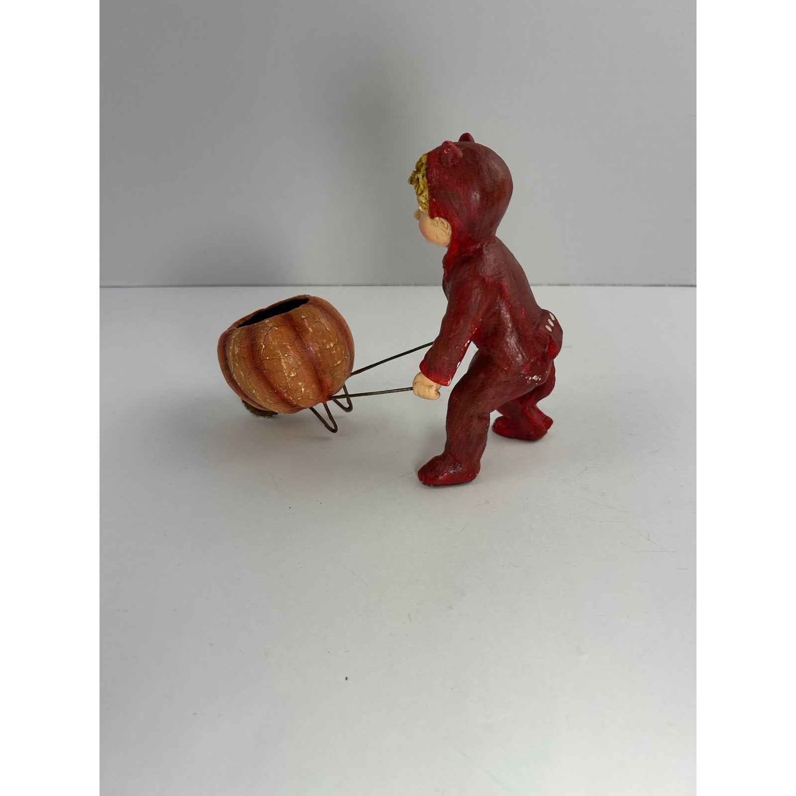 Bethany Lowe Devil Child Pulling Pumpkin Wagon Halloween Figurine