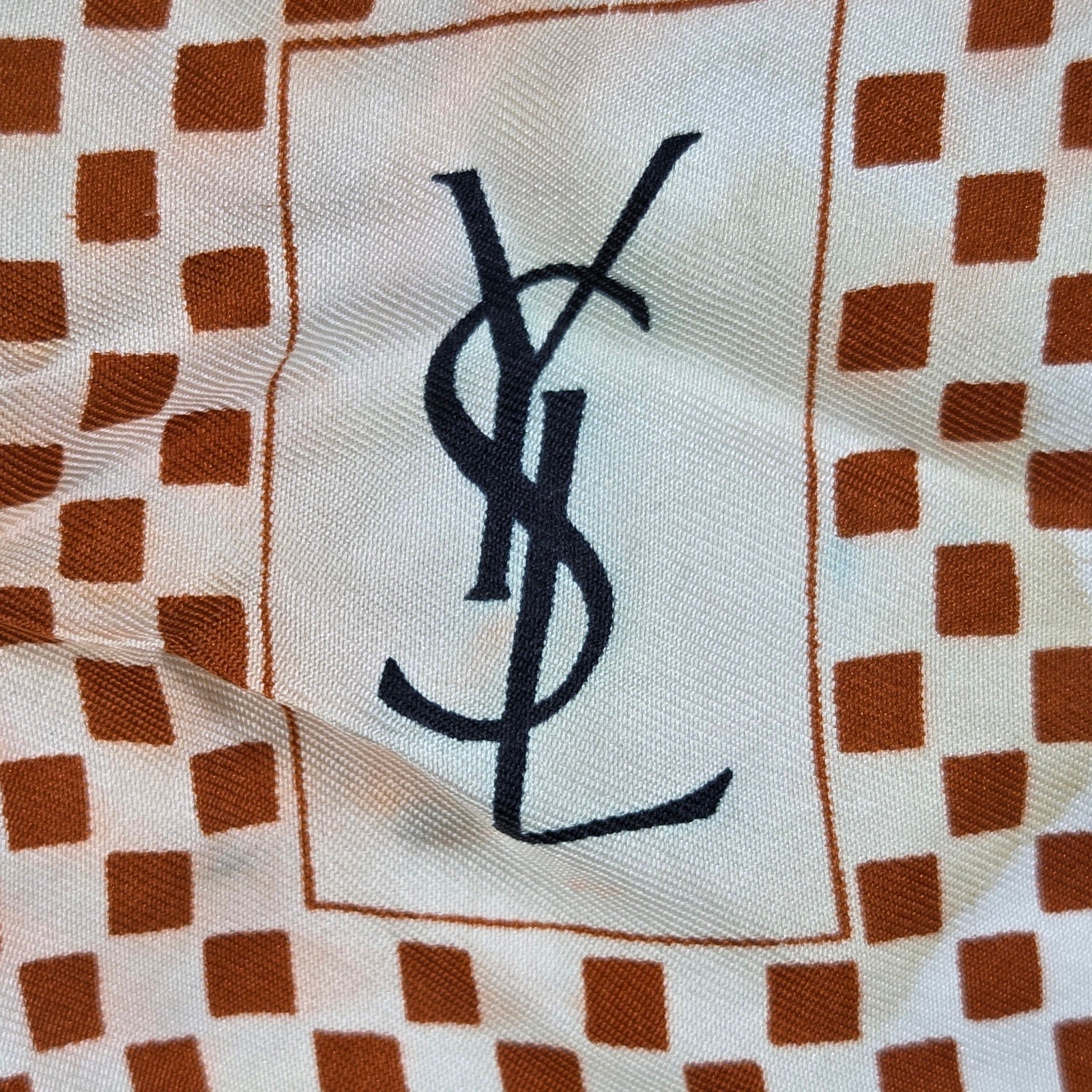 Bonwit Teller Yves Saint Laurent Silk Scarf France Square Vintage YSL Logo