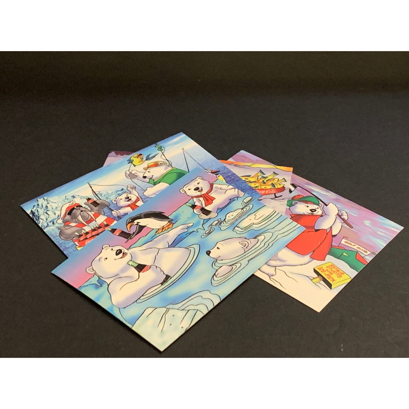 1996 Coca-Cola Holiday Bear Trading Cards Lot of 4