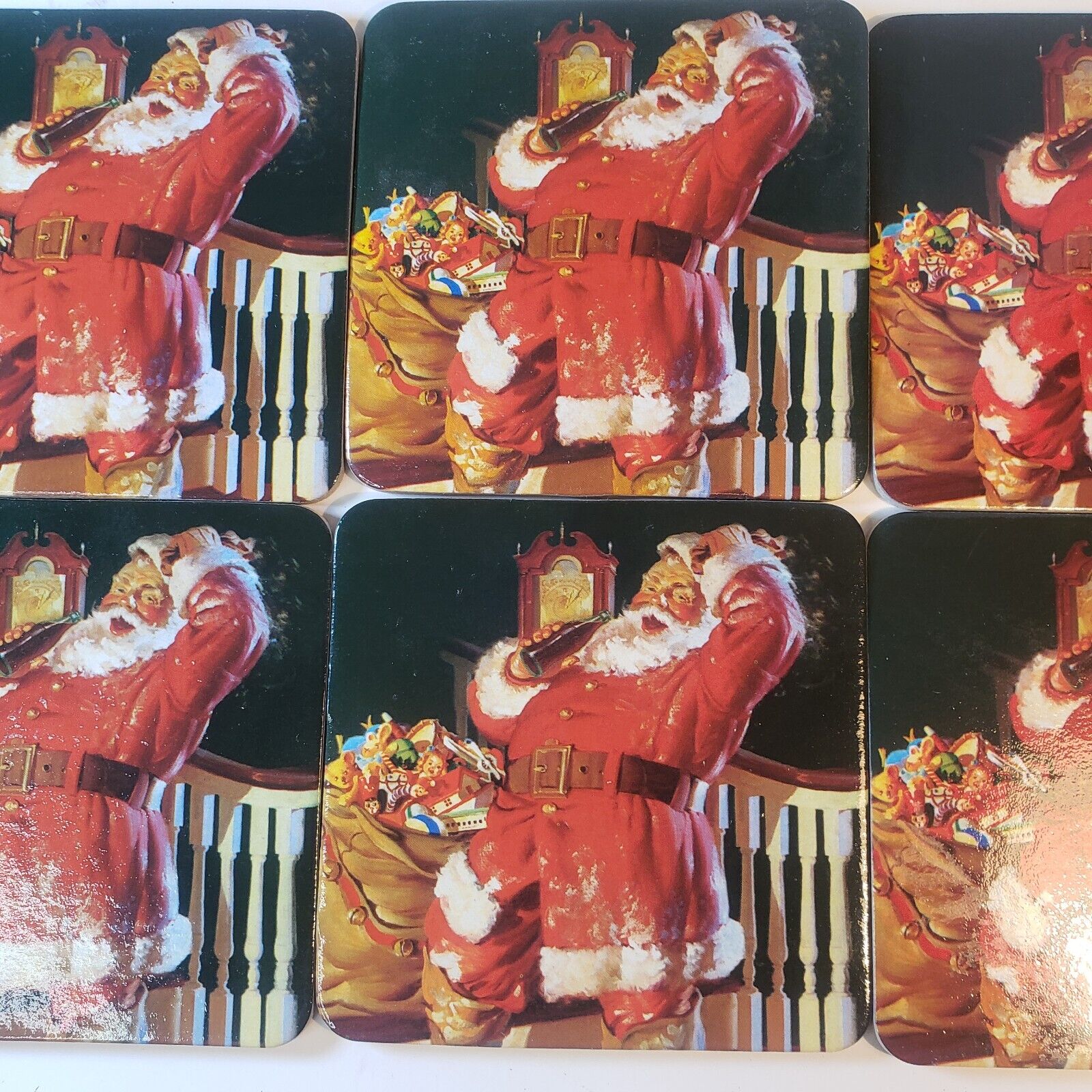 Lot of 8 Coca-Cola 1999 Vintage Santa Coasters