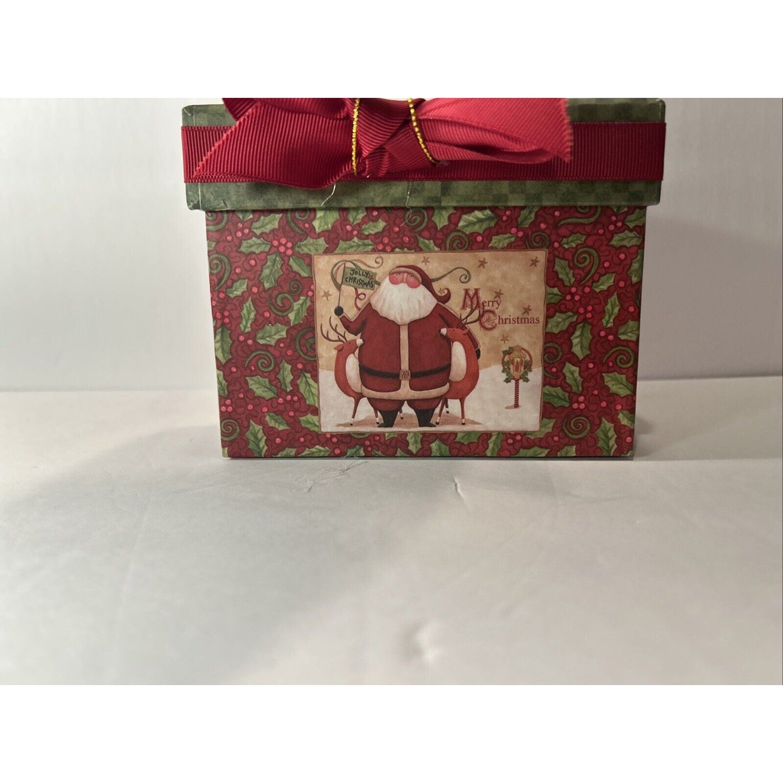 2 Small Decorative Square Gift Box, 1 Snowman, 1 Santa