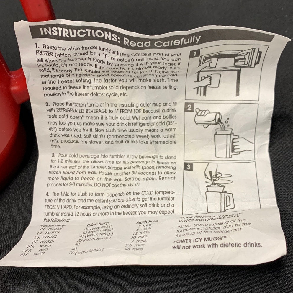 1994 Mighty Morphin Power Rangers Power Icy Mugg Slush Maker Instructions