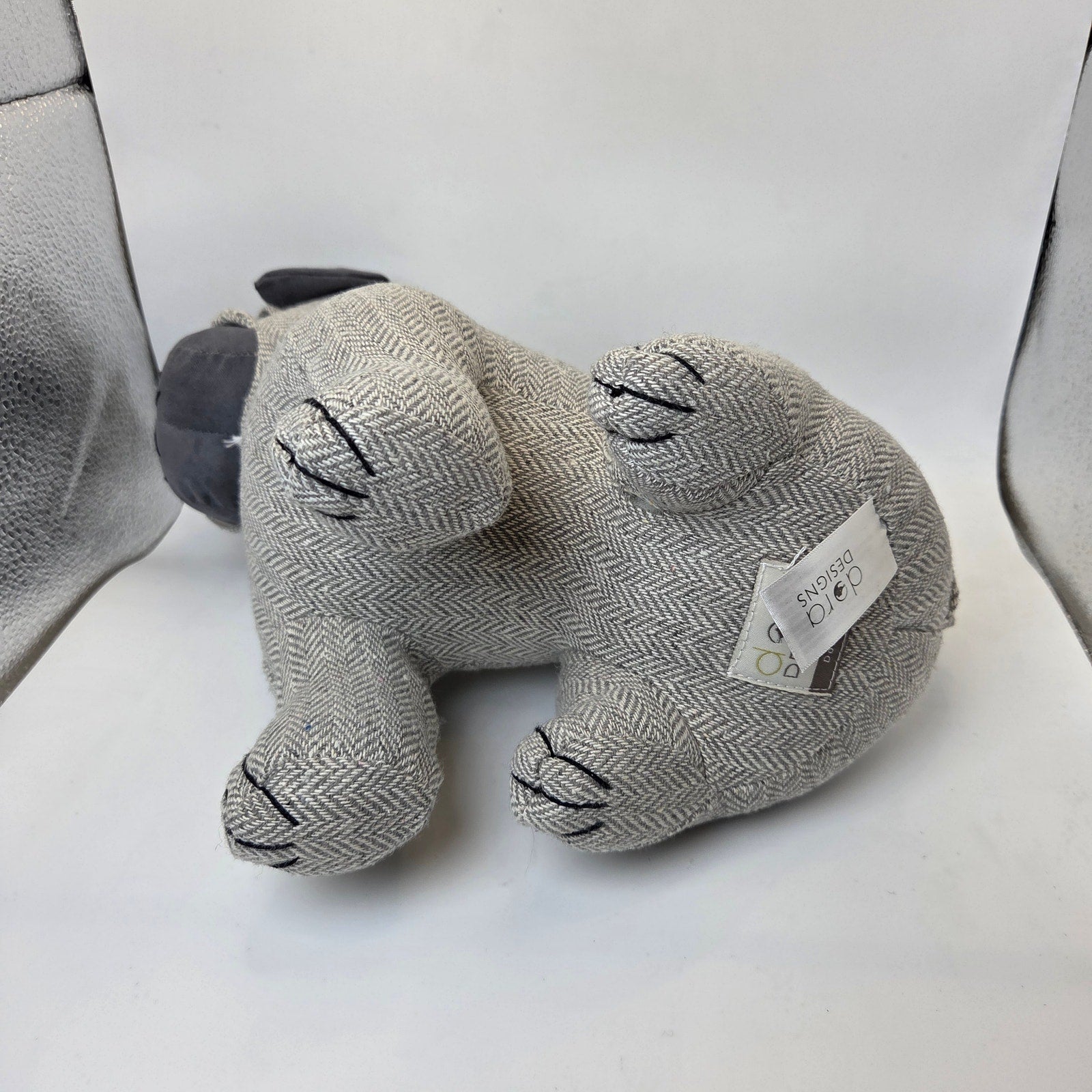 Dora Designs Pug Dog Doorstop Weighted Fabric Herringbone Home Decor 11in