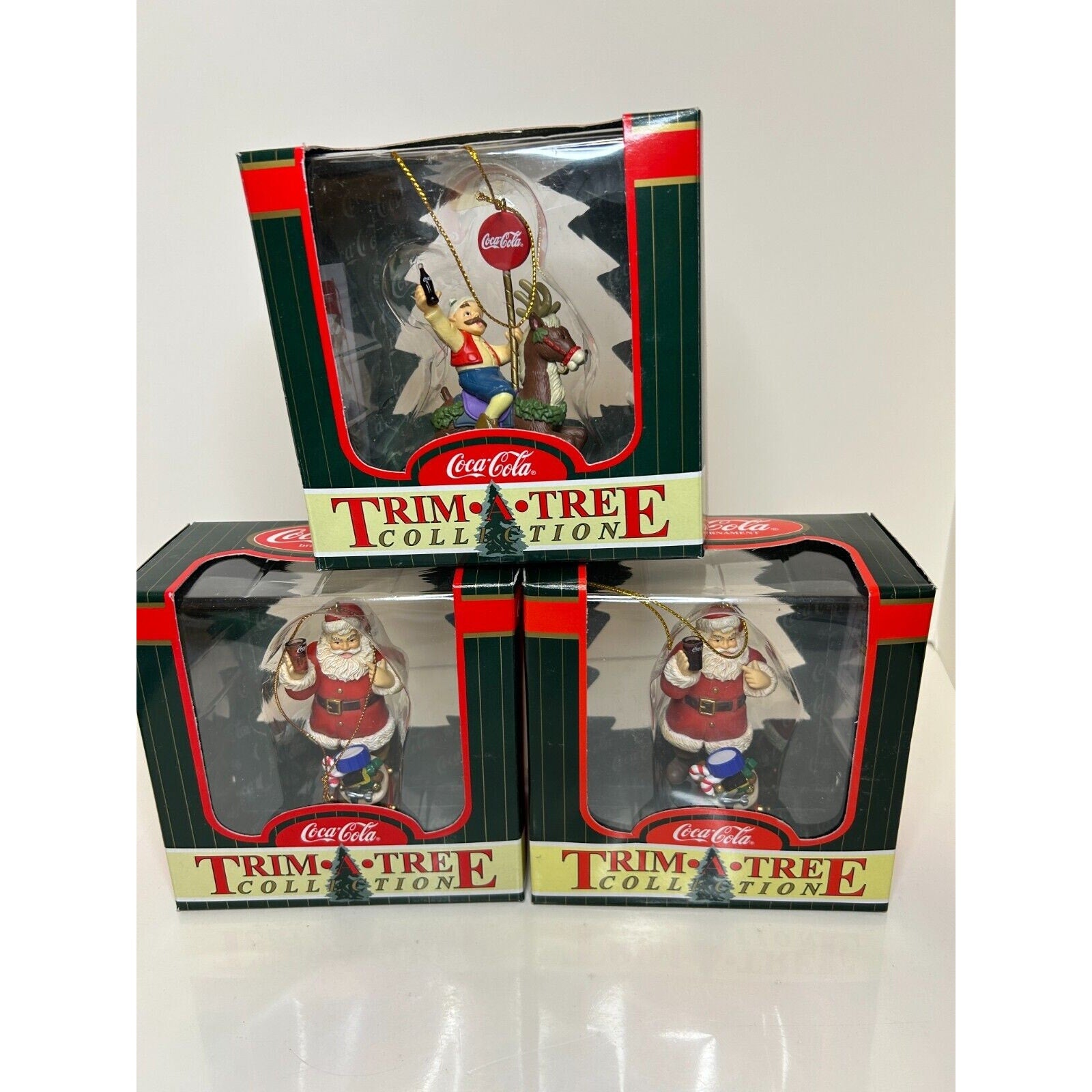 Coca-Cola Trim-A-Tree Collection Ornaments Set of 3 – Vintage 1990s x81