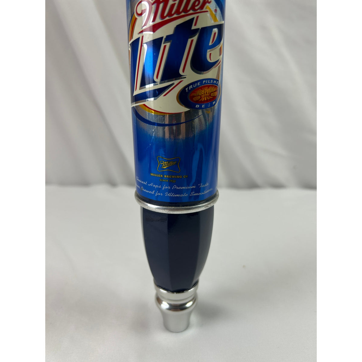 Vintage Miller Lite Beer Tap Handle Blue Can Chrome 12 Inch Breweriana