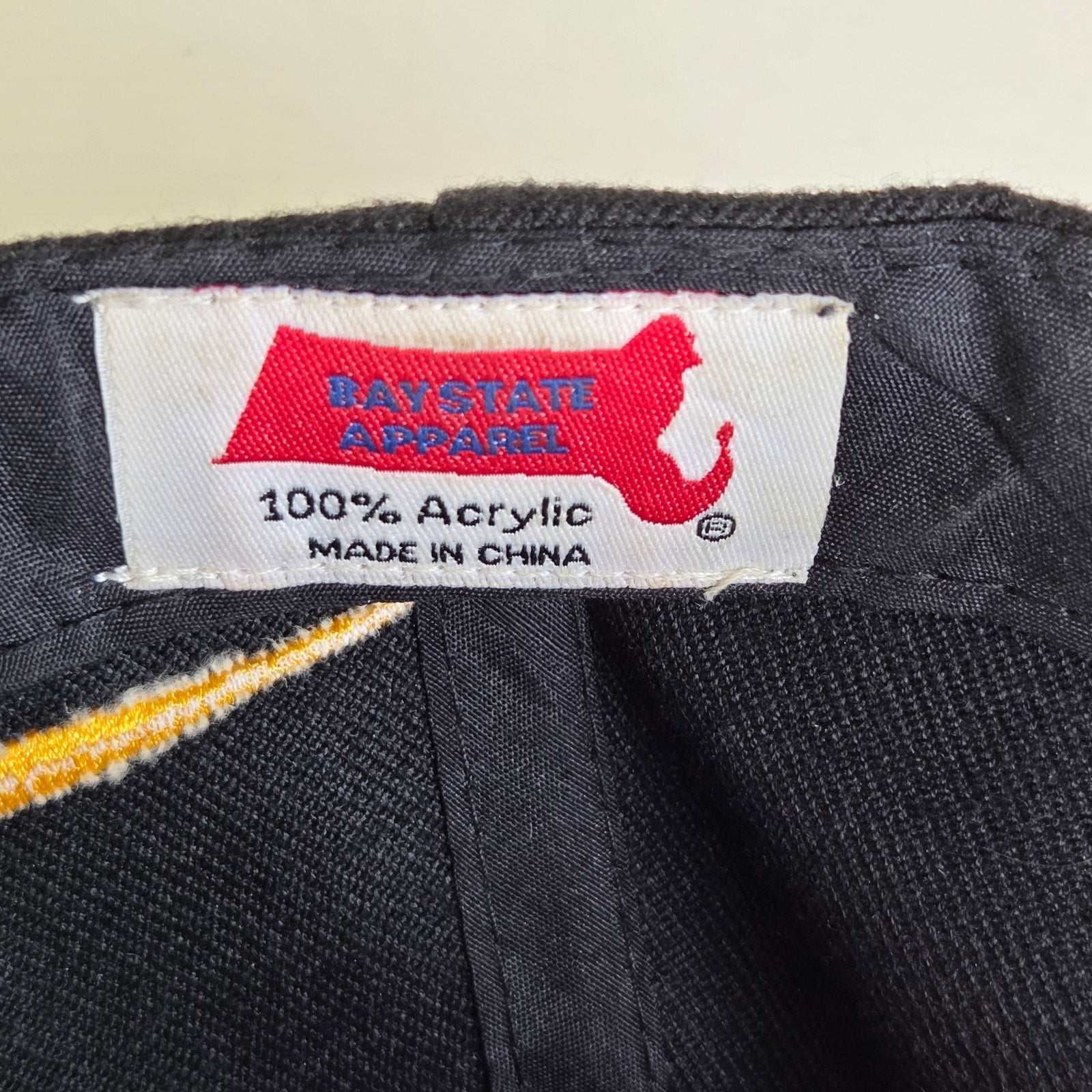 Boston Black & White Flat Brim Hat Hook & Loop Strapback