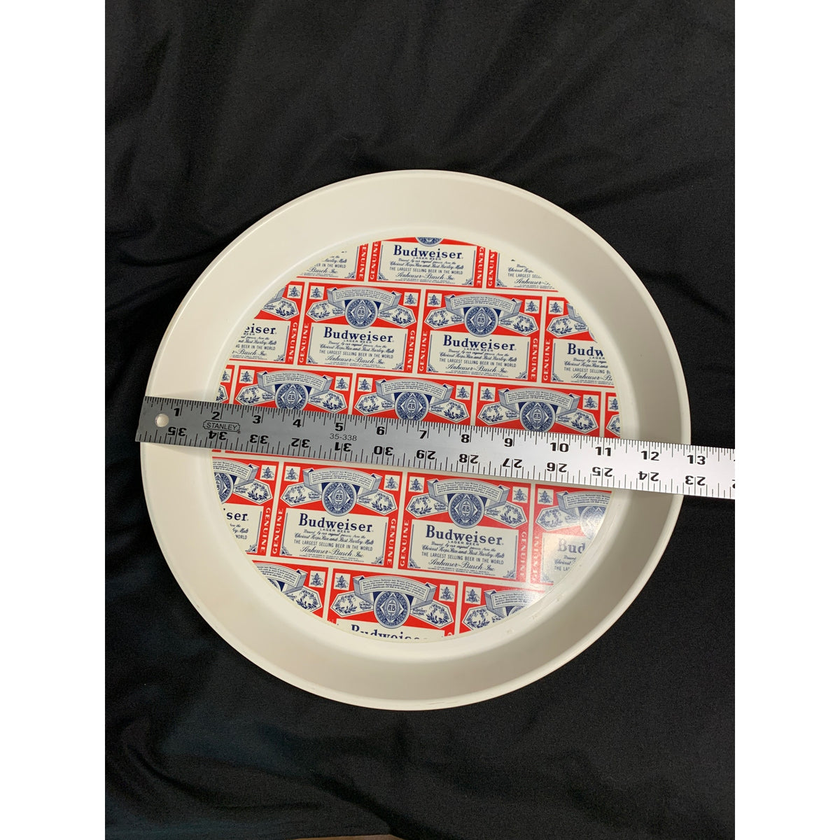 Vintage Budweiser 13" Round Plastic Serving Tray Beer Label Barware
