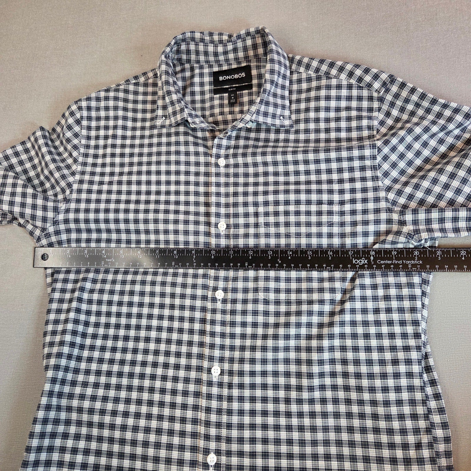 Bonobos Slim Fit Gingham Plaid Button Down Shirt Mens M Stretch Cotton