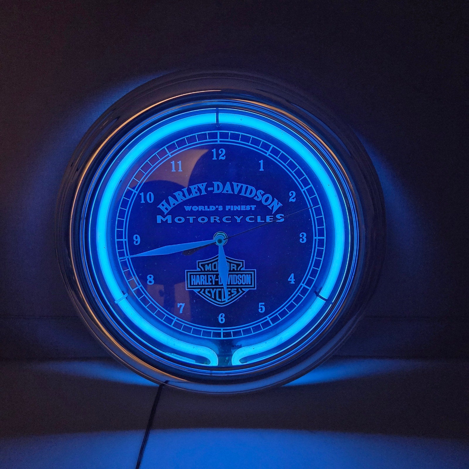 Harley-Davidson Official Licensed Blue Neon Wall Clock Ace Product Working