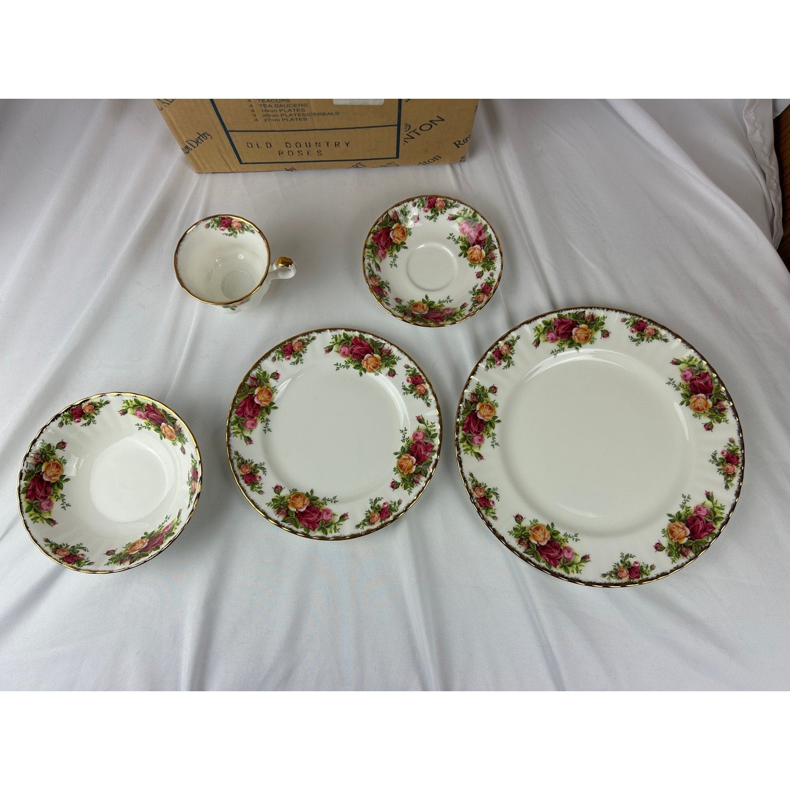 Vintage Royal Albert Old Country Roses China 4 Complete Settings, Mint Condition