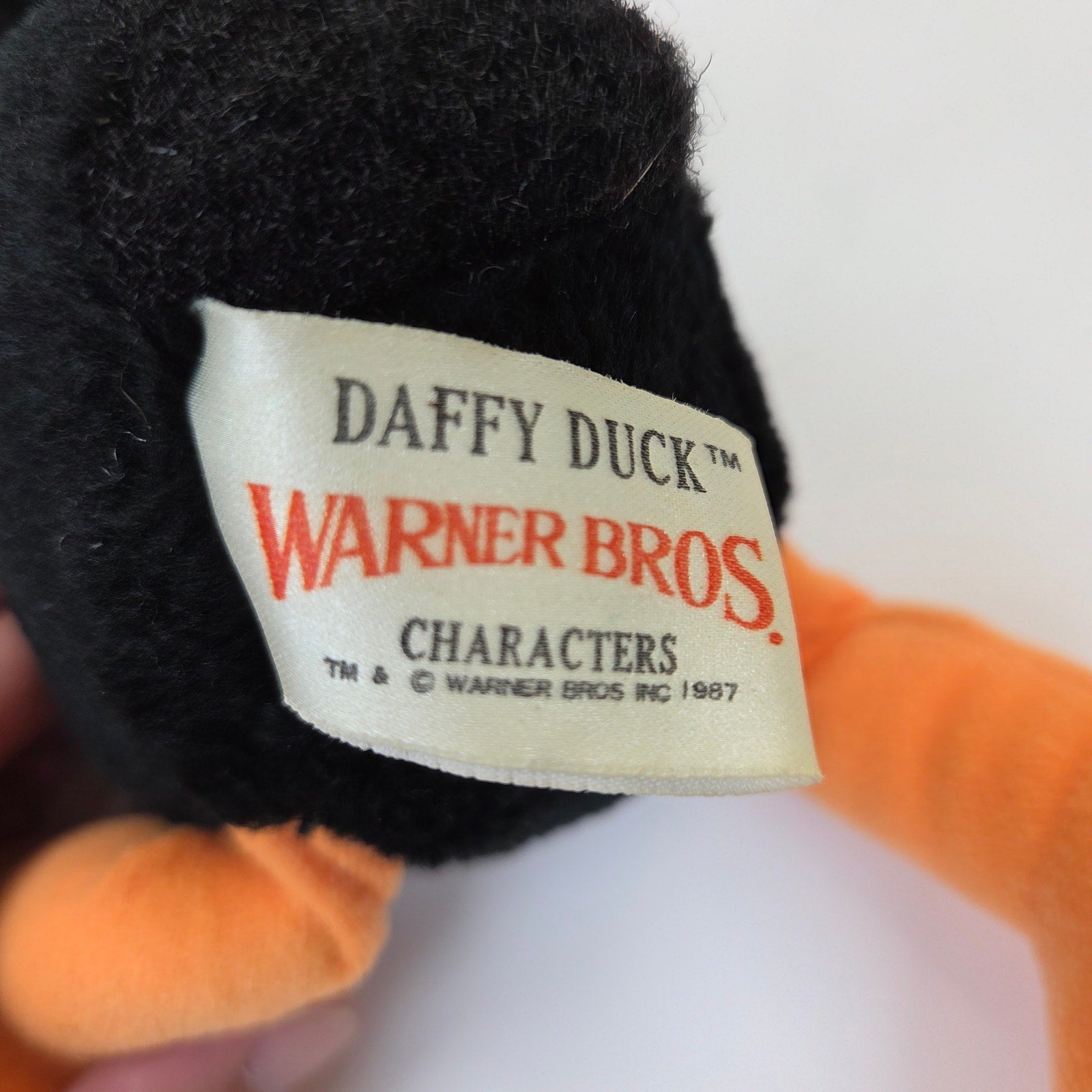 Warner Bros Daffy Duck Plush 1987 Mighty Star Korea Item 1621 Vintage Toy
